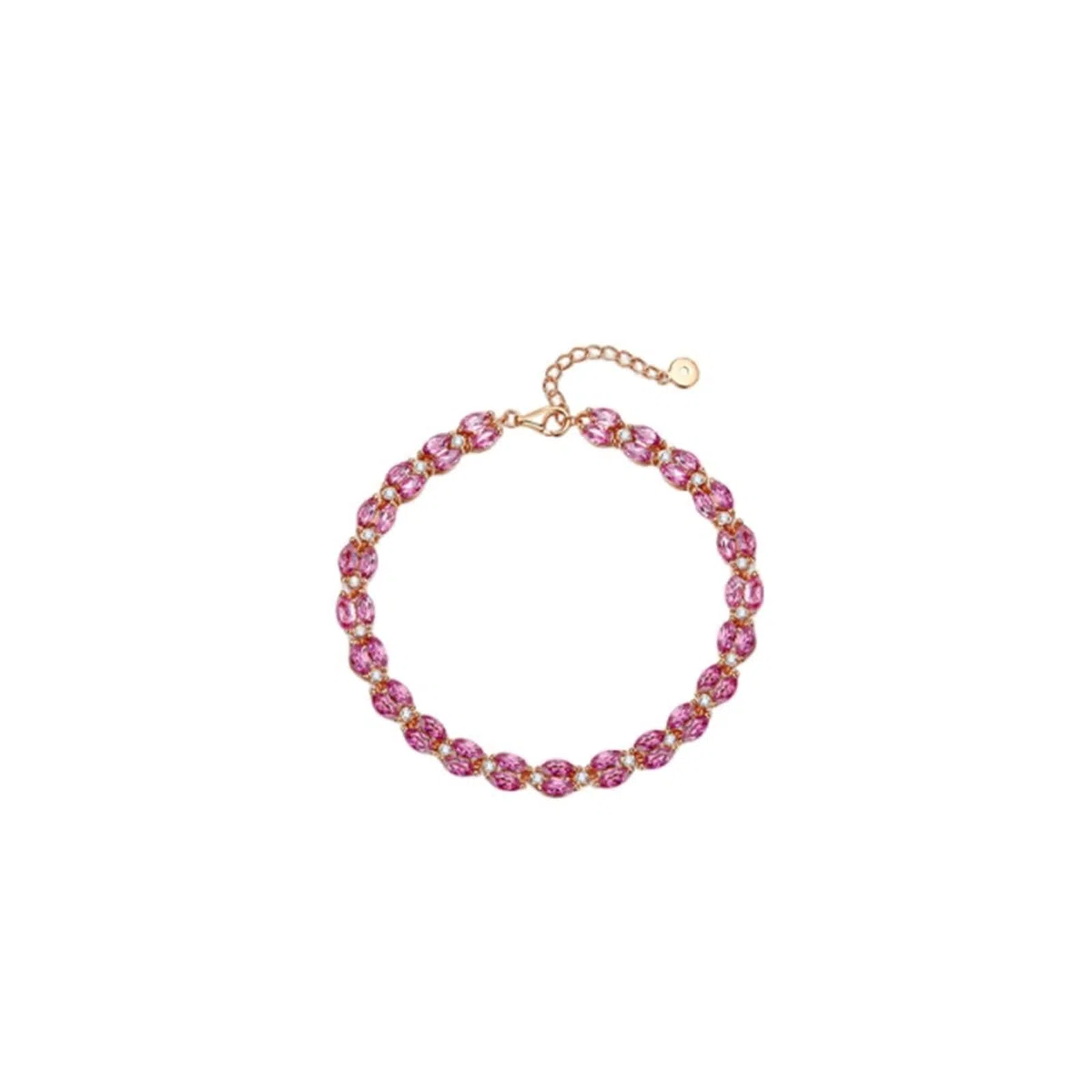 Pulsera de moda para mujer, pulsera vintage de cadena de rubí rosa, joyería de oro rosa de 9 K, 14 y 18 quilates con circonita cúbica