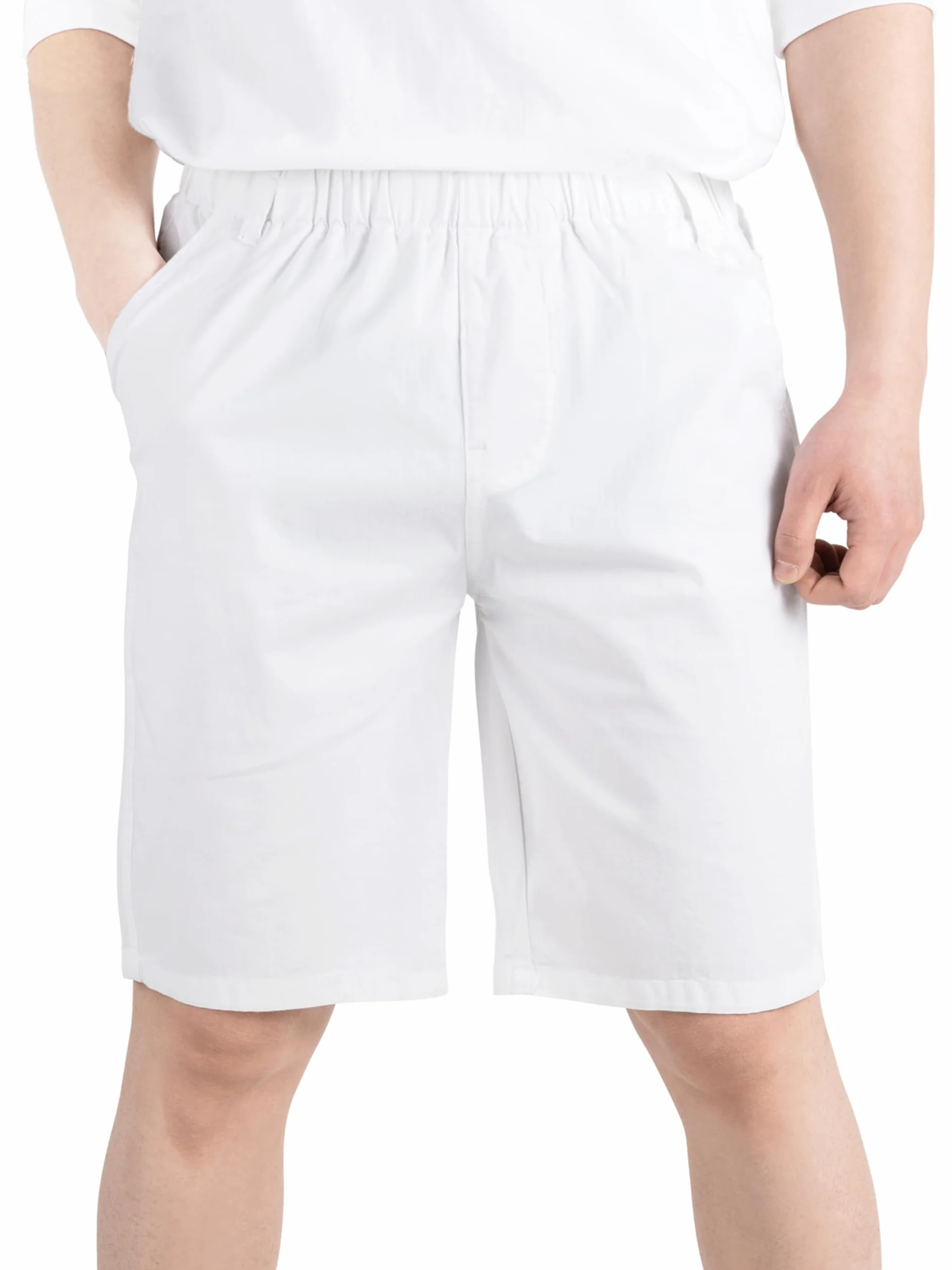 CAMLAKEE Pantalón Chino Corto Niño Verano Pantalón Liso Transpirable con Cintura Elástica