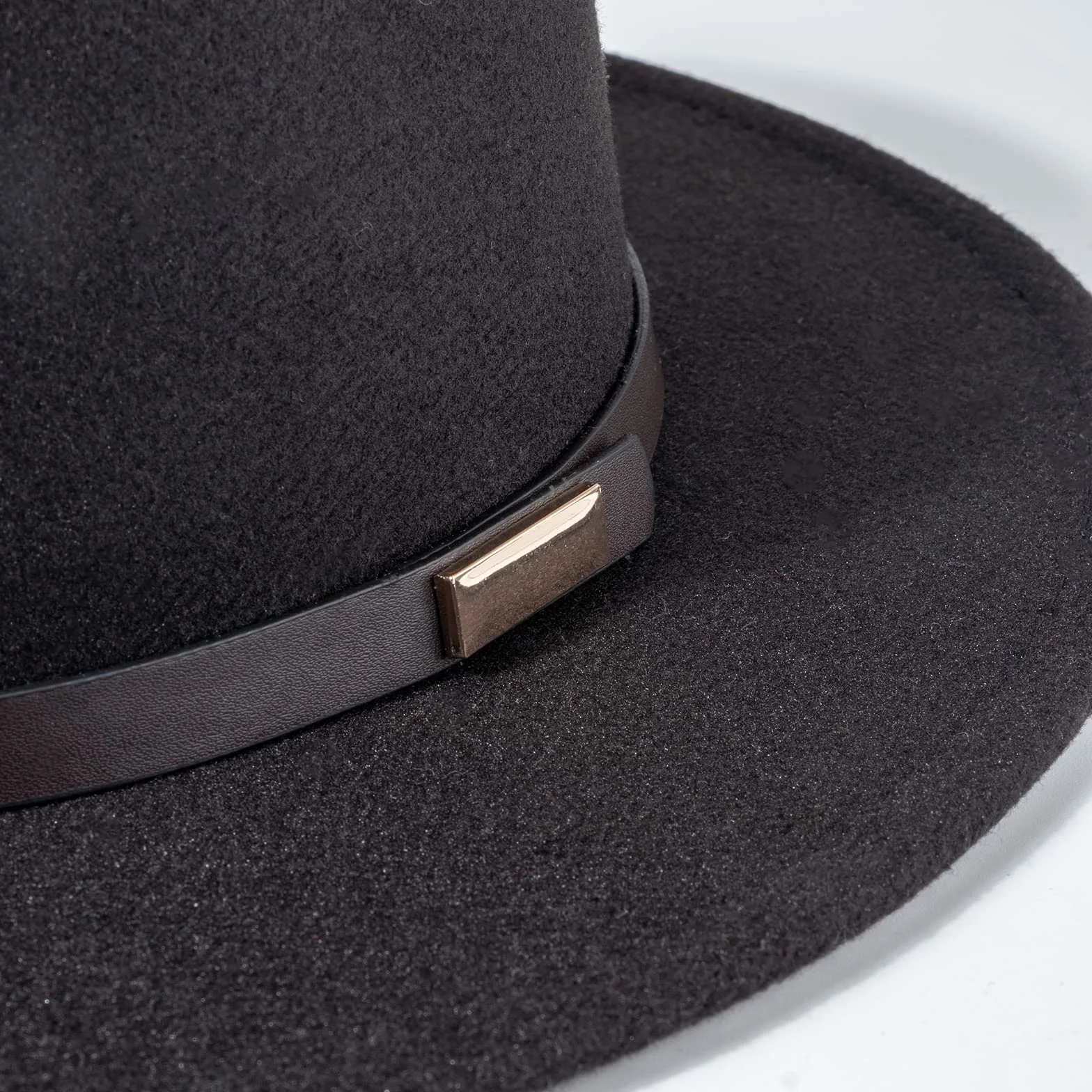 DRESHOW Sombrero de ala ancha Fedora para mujer Hebilla de cinturón Retro Panamá Floppy Hat