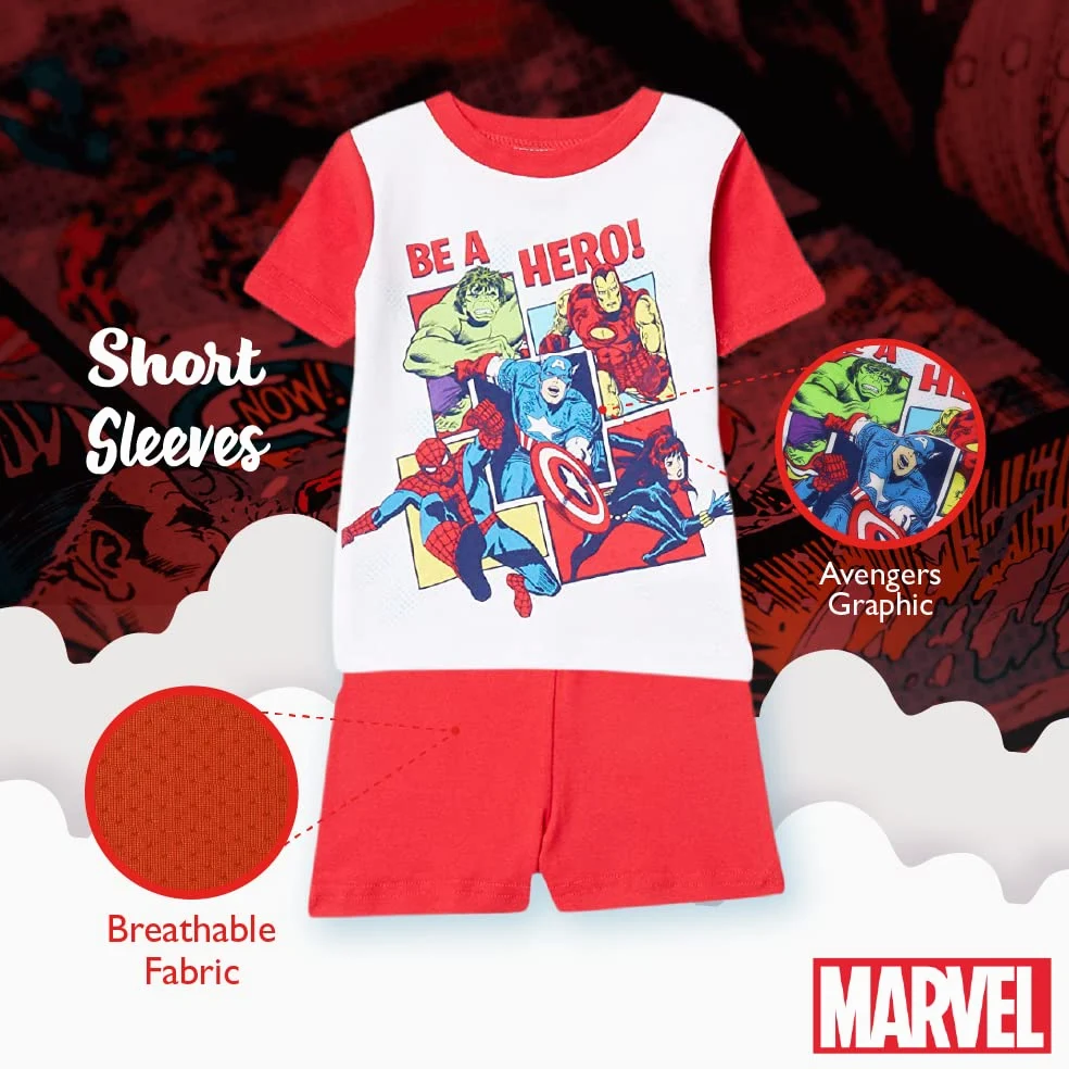 Marvel Conjunto de Pijama de algodón de 6 Piezas de Los Vengadores para niños, Suave y Lindo para niños, Edad de Oro, 2