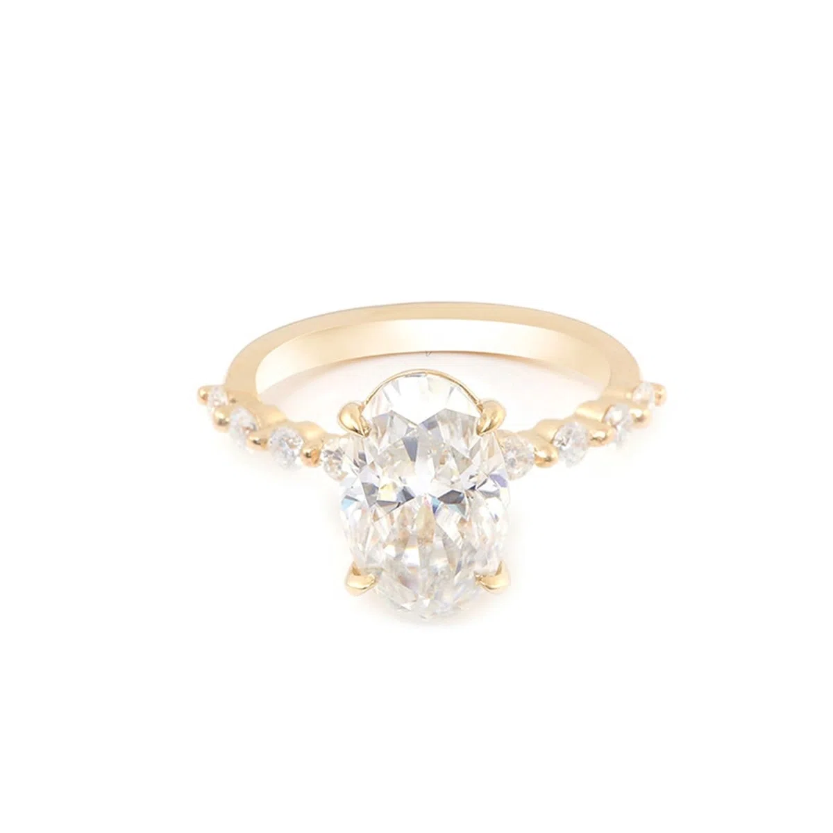 Wycian Anillo de propuesta de matrimonio, oro blanco, 9 K, moissanita, con moissanita ovalada de 1/2/3 quilates, talla 45 (14,3), fácil para hermana y Navidad, grabado