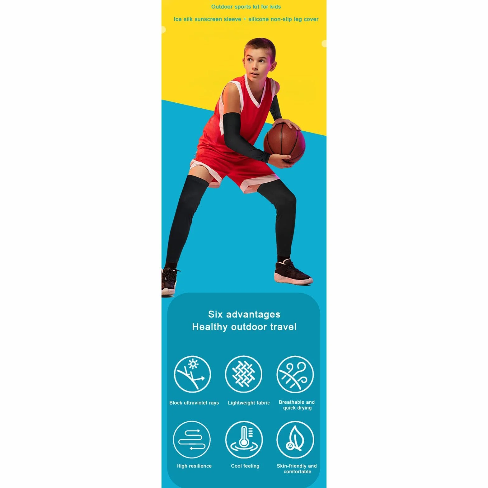 Valcatch Kids UV Protection Refreshing Compression Sleeves for Arms Legs Basketball Soccer Volleyball Outdoor Sports