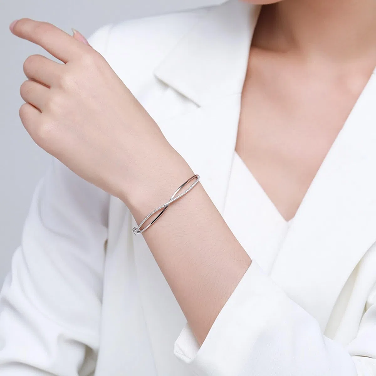 Pulseras de moda para mujer, pulseras de moda con cruz con moissanita, oro blanco, regalos de cumpleaños para mujer