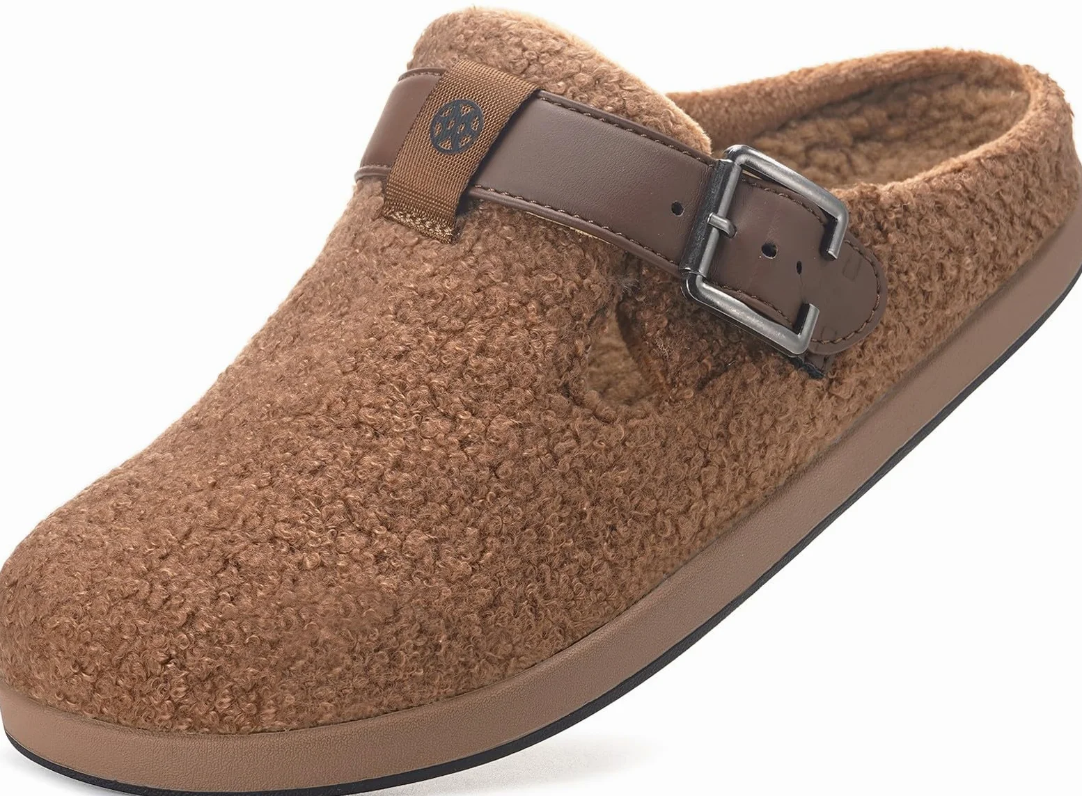Zapatillas de Estar Invierno Mujer Hombre Peluche Comodidad Cálido Antideslizantes Pantuflas Zuecos Interior Exterior,Marrón,42 EU
