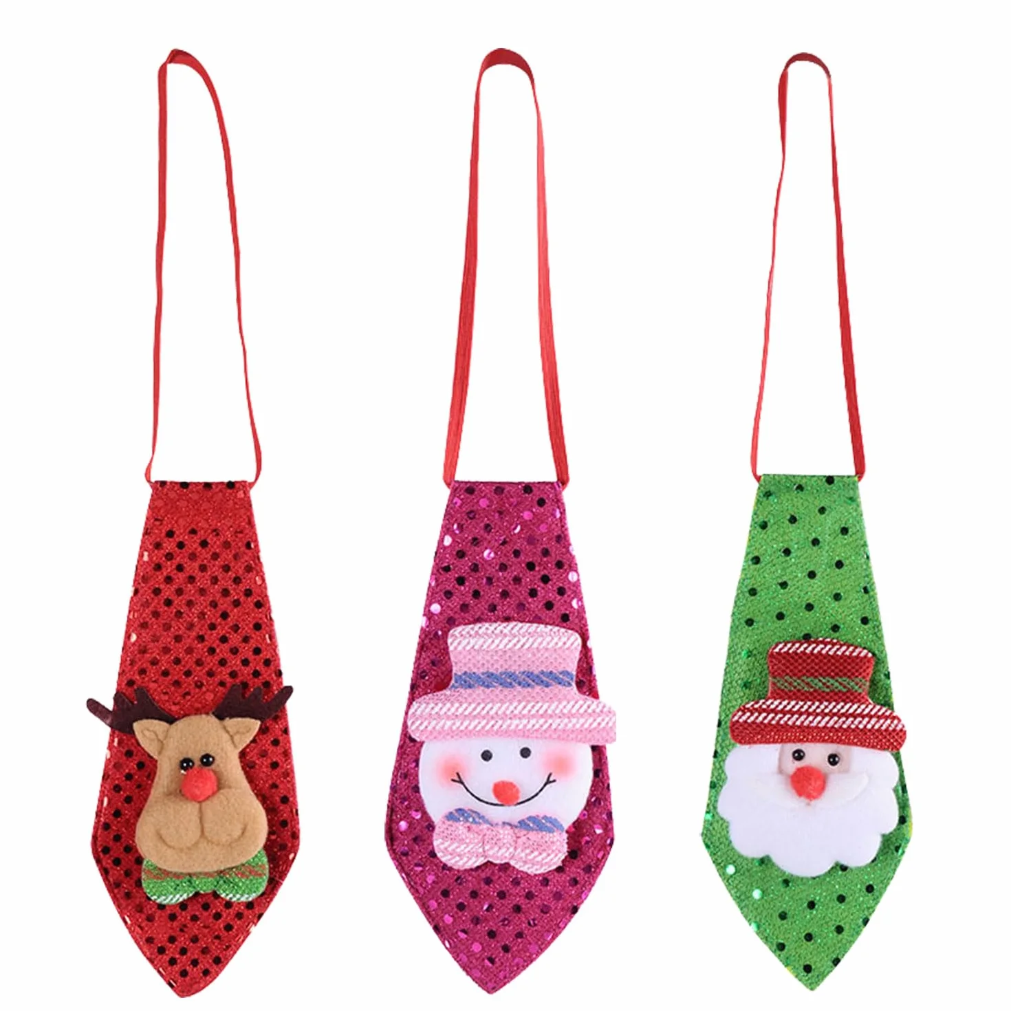 3 Piezas Corbatas De Moda Decoraciones Navideñas,Corbatas De Tela Para Fiestas Navideñas,Corbatas Para Niños Y Niñas Dibujos Animados,Corbata Infantil Navidad Santa,Para Escolar Uniforme Fiesta,Kiuiom