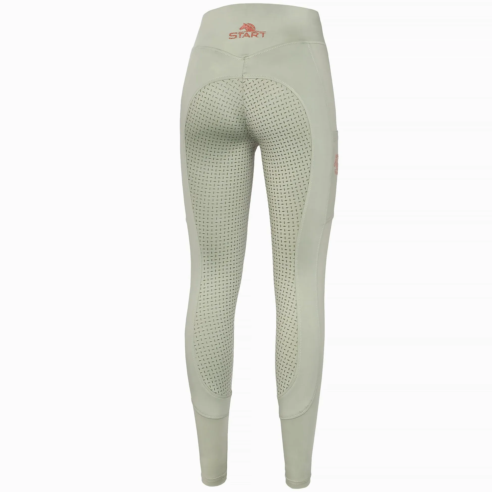 Start Medway - Mallas de equitación para mujer con ribete completo de silicona, cintura alta, elásticos y transpirables con bolsillo para el teléfono móvil, pantalones de equitación de verano para