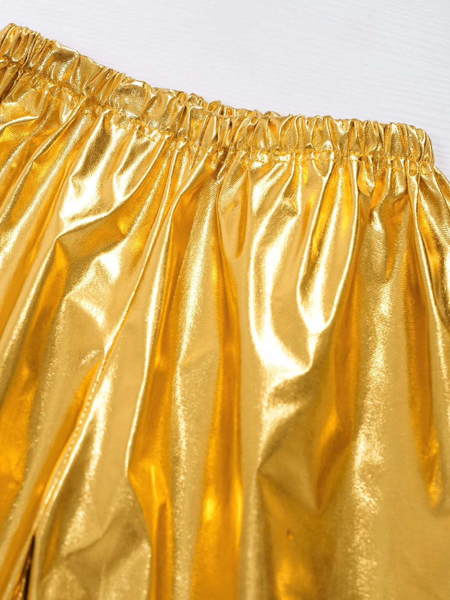 Pantalones de danza metálicos para niños cintura elástica entrenamiento brillantes deportivos jazz hip hop