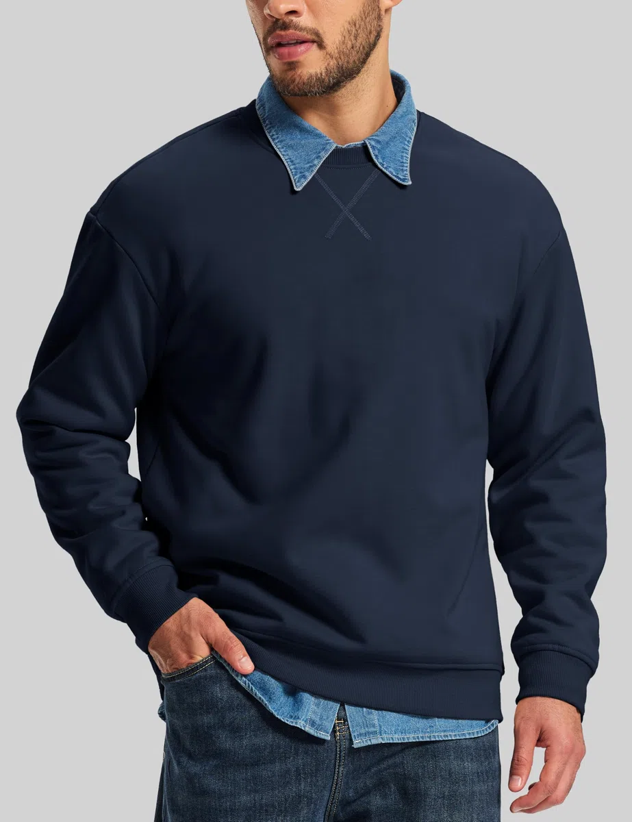 MAGCOMSEN Sudadera para Hombre sin Capucha, con Forro Polar