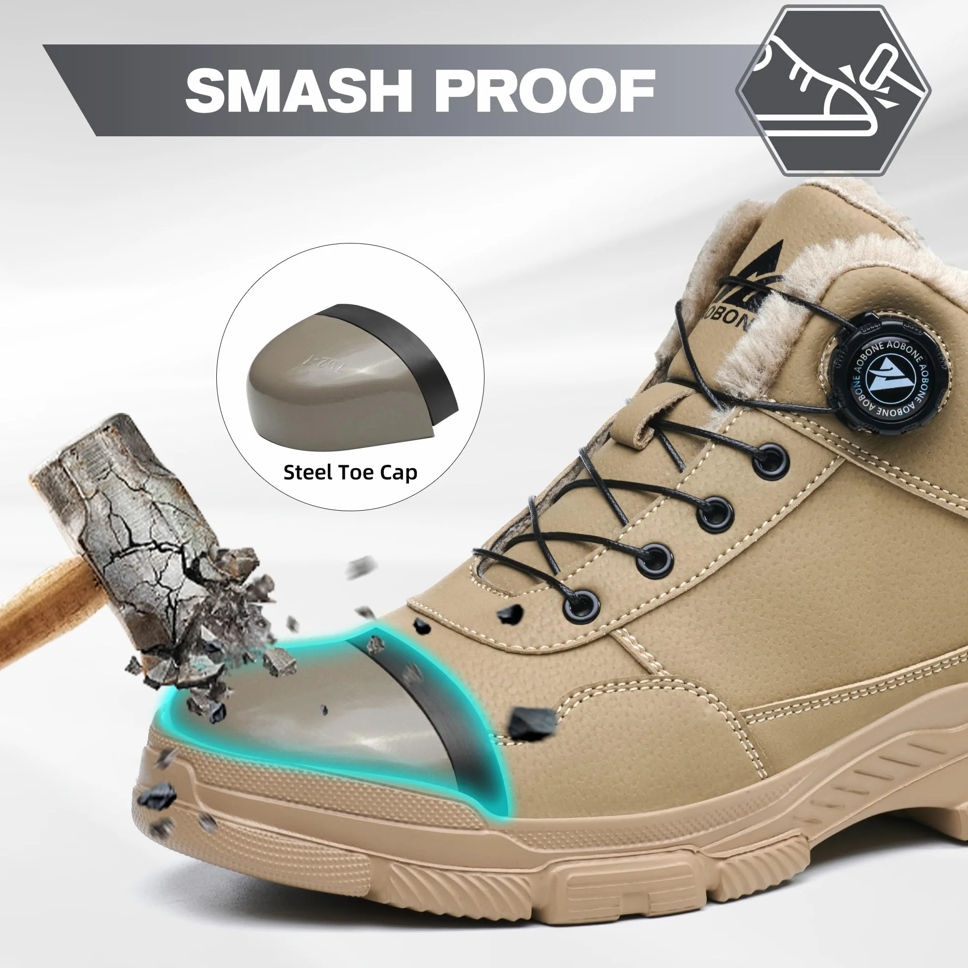 Botas de Seguridad Impermeables Punta de Acero Antideslizantes para Hombre Mujer Invierno