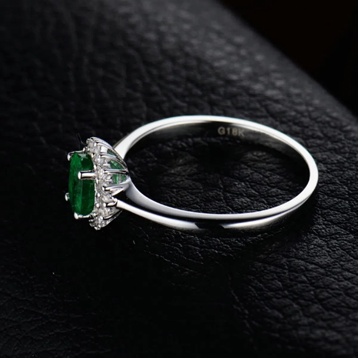 Anillos de Boda Mujer, Alianza Boda Flor de Esmeralda Creada En Laboratorio Ovalado para Esposa Novia Ajuste Cómodo