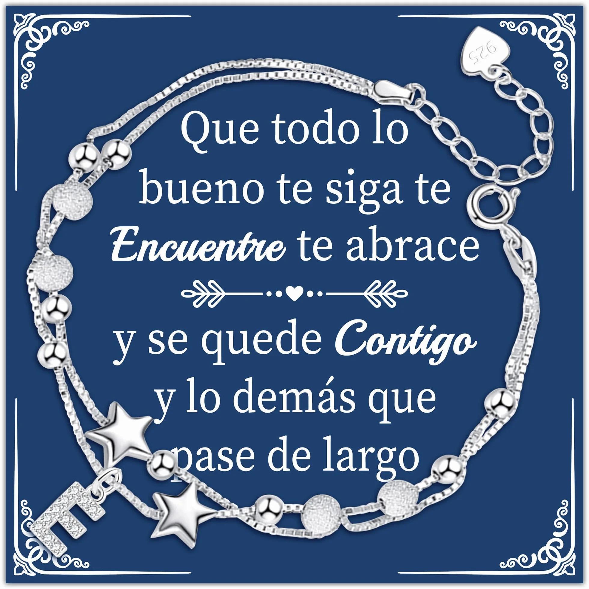 Pulsera de Plata con Letras Iniciales Regalos para Mujeres Amigas Hermanas