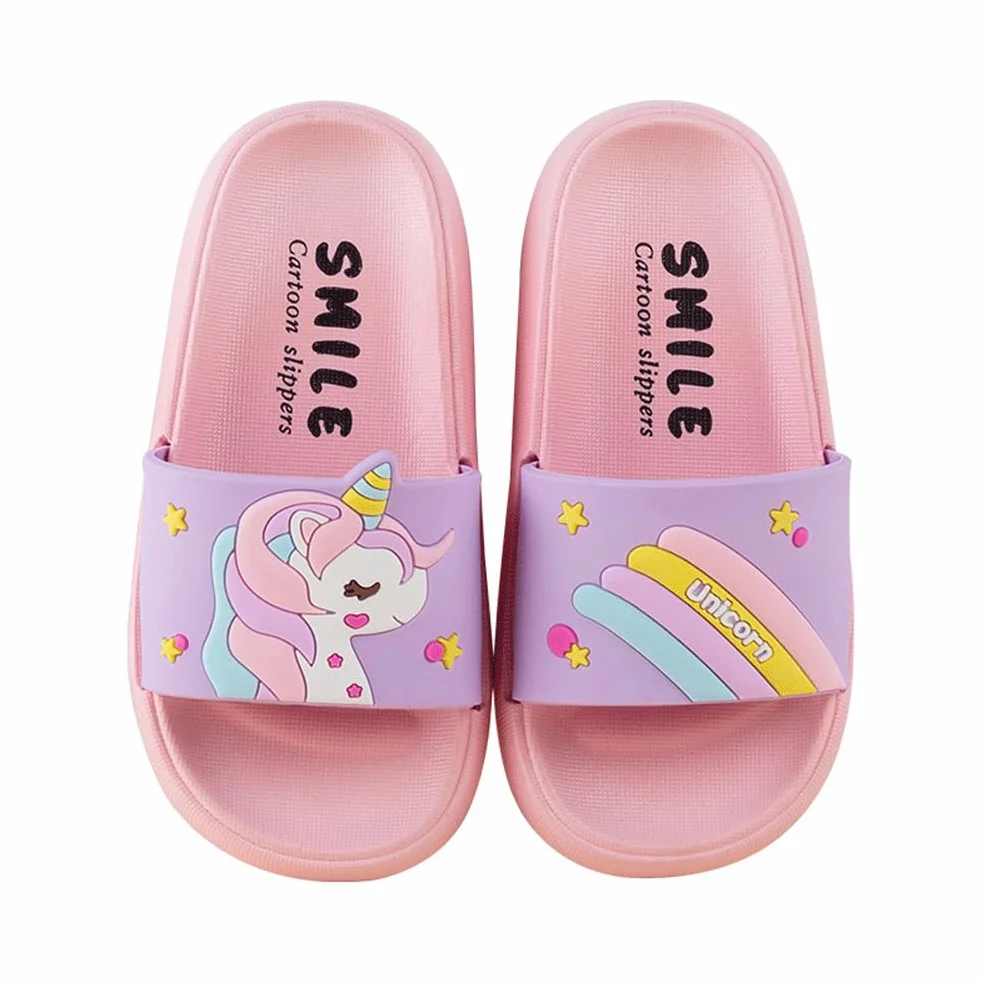 Pantuflas de unicornio para niñas, para playa, piscina, verano, sandalias para niños, lindas zapatillas de baño y ducha