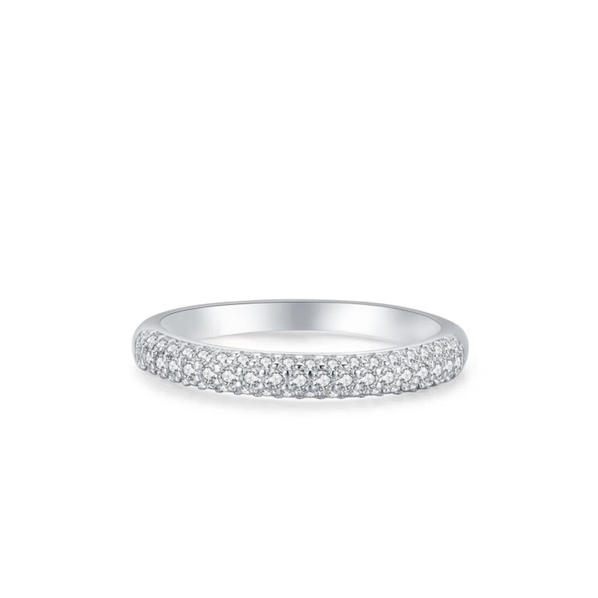 Anillo de oro blanco de 9 K/14 K/18 K, doble fila, anillo solitario con moissanita, joyas de oro auténtico, Au 375/585/750, oro blanco, talla 47-65