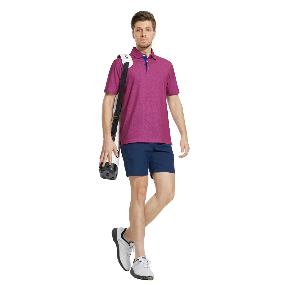 M MAELREG Camisa de golf de manga corta para hombre, estampado Dry Fit, absorbe la humedad, patrones de rendimiento, con cuello