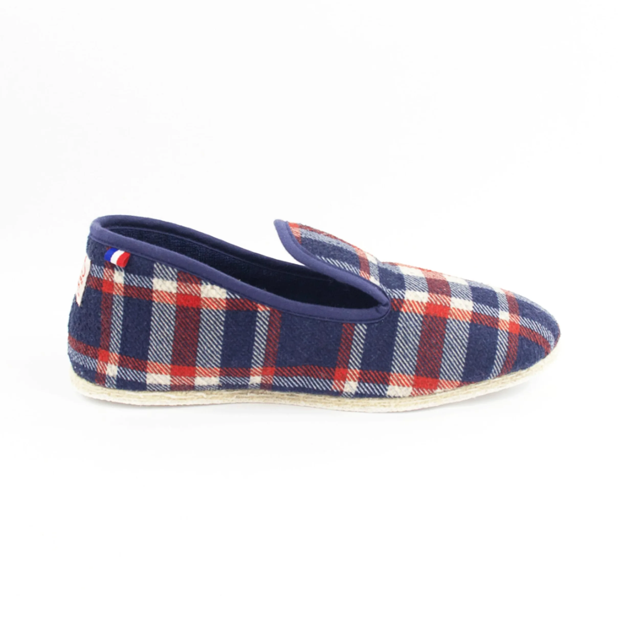 Charentaises Verano Mixto Made in France Talla 36 a 53 - Charentaise Cómodo Ligero Interior/Exterior, Suela Antideslizante Fieltro, - Zapatillas cálidas - Algodón/Lana, Charentaise Azul/Rojo/Blanco