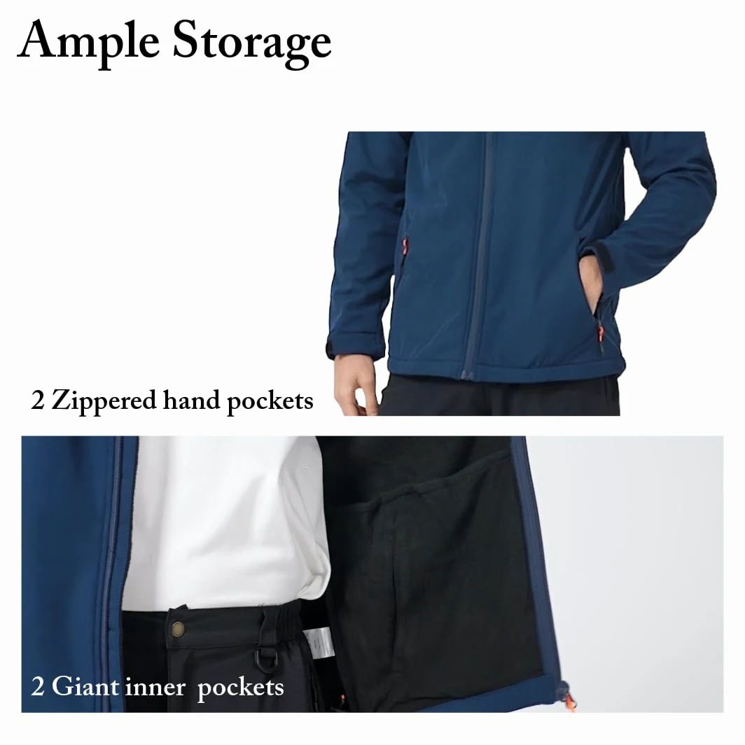 Acme Projects Chaqueta Softshell Forrada de vellón para Hombres con Capucha Desmontable, Impermeable, Transpirable, 8000 mm / 5000 g, Cremallera YKK
