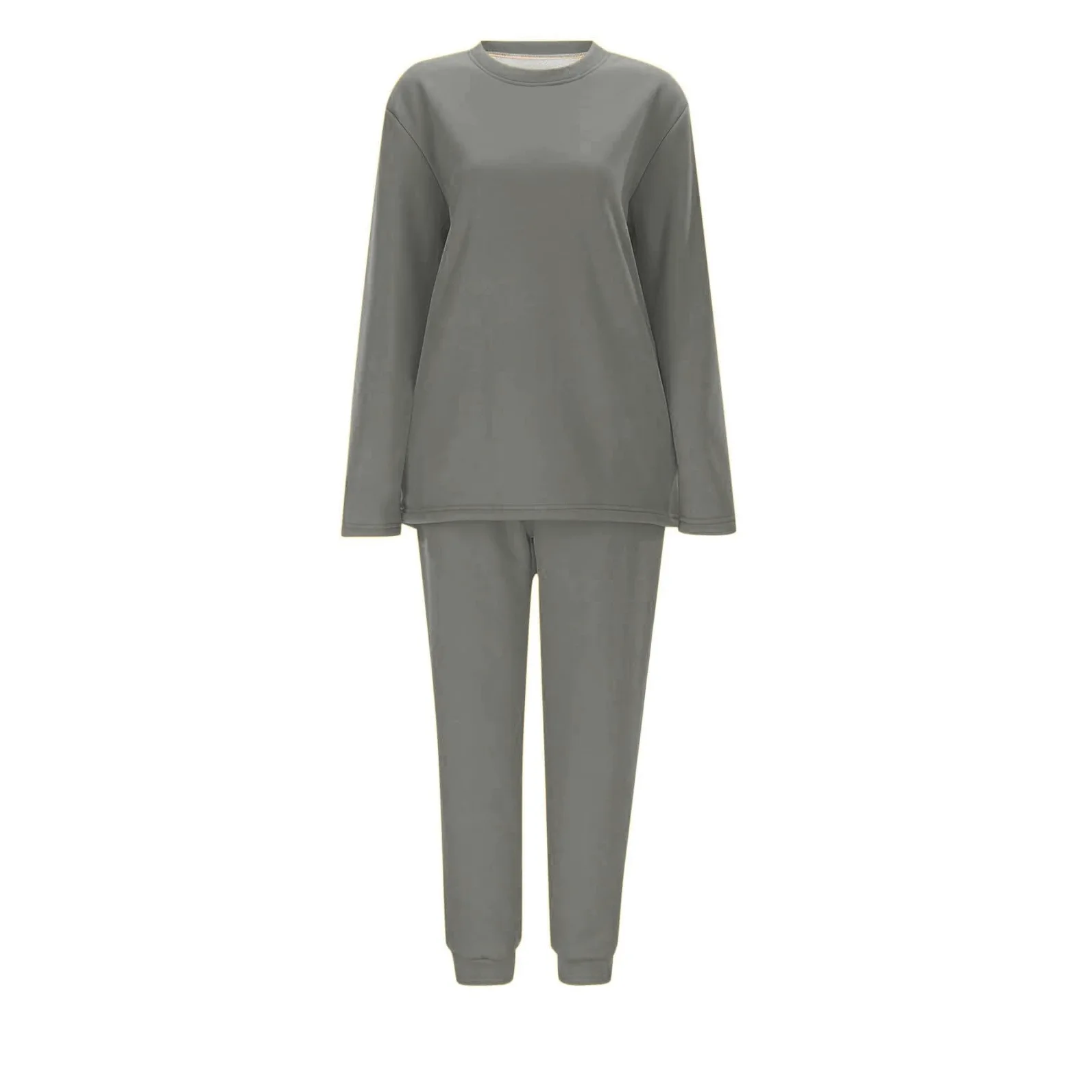 Conjunto de Pijama de Sudadera y Pantalones con Forro para Mujer para Calidez Invernal con Traje de Felpa Tops cómodos y Holgados Ropa de Estar por casa cálida de Invierno para Mujer