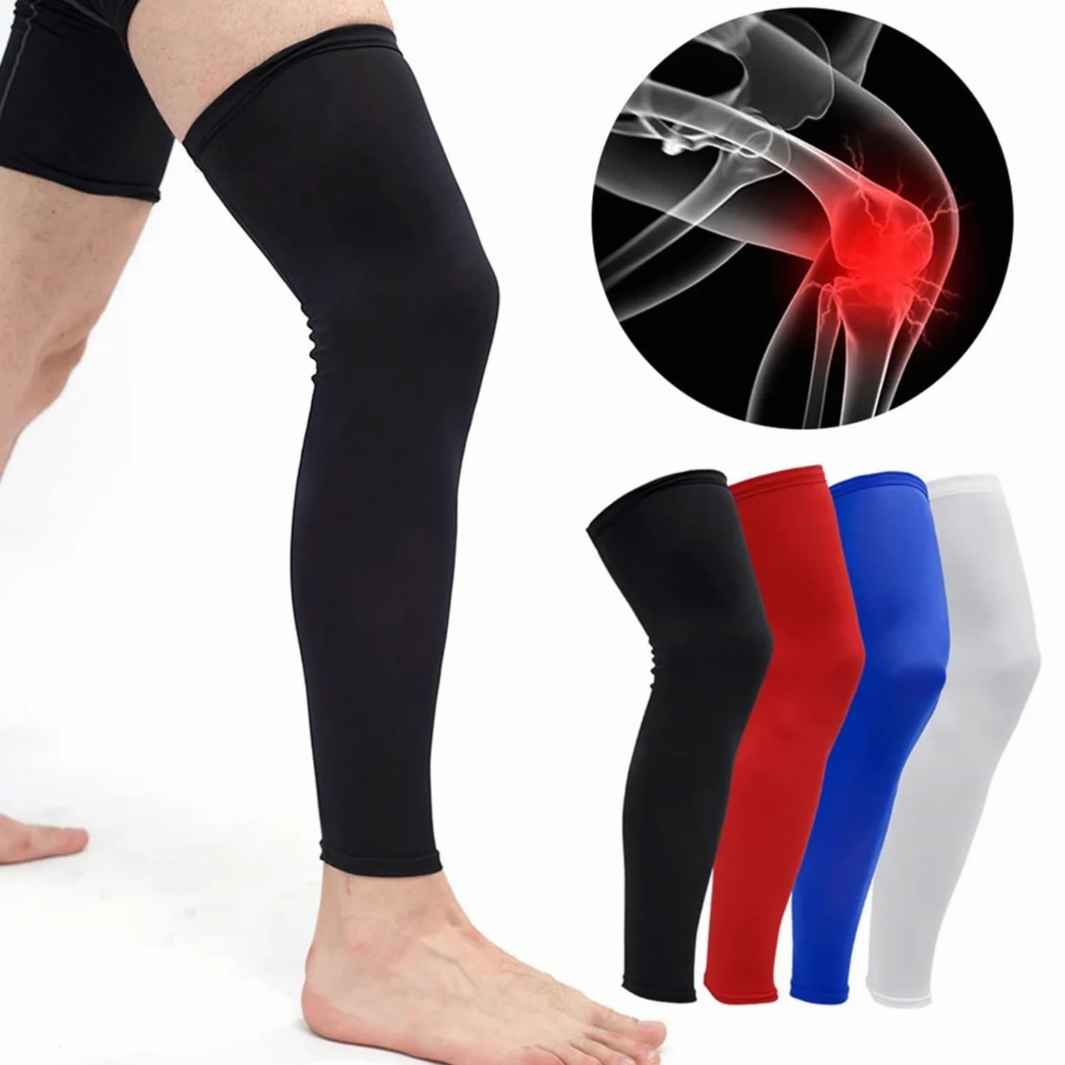 Rodillera Compresion 1 par de mangas compresión pierna longitud completa for deportes, rodilleras, protección, largas for hombres y mujeres, baloncesto, fútbol, ​​correr
