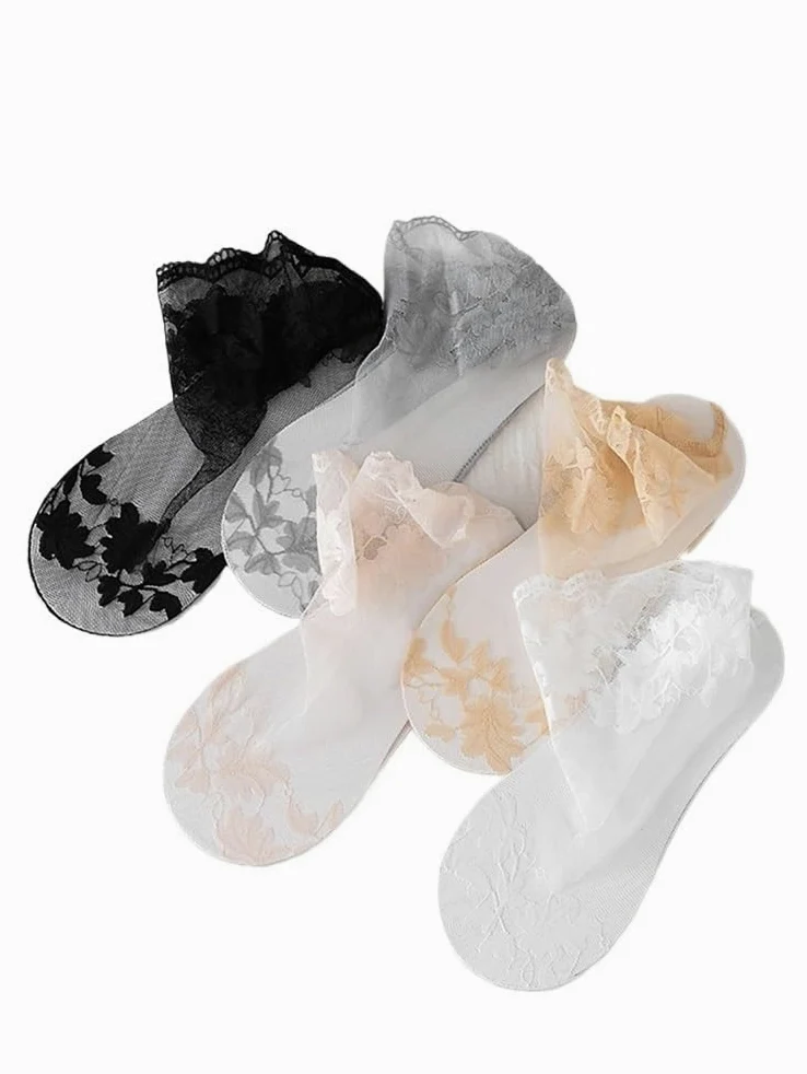 Calcetines transparentes, Calcetines tobilleros de nailon transparente for mujer, finos, 10 pares, multicolor