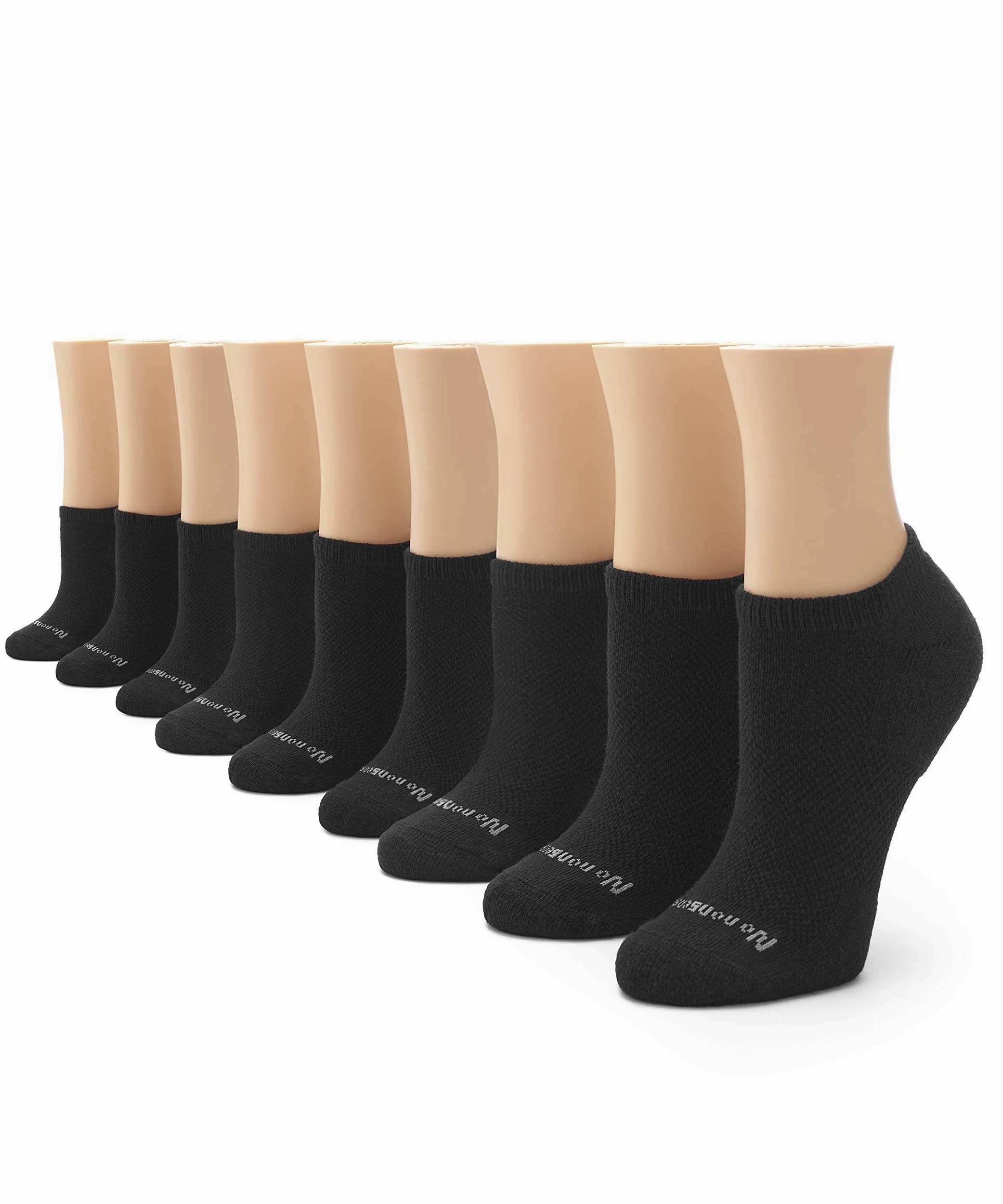 No nonsense womens Soft & Breathable Cushioned No Show Liner With Ventilation Running Socks, Black - 9 Pair Pack, 12 US