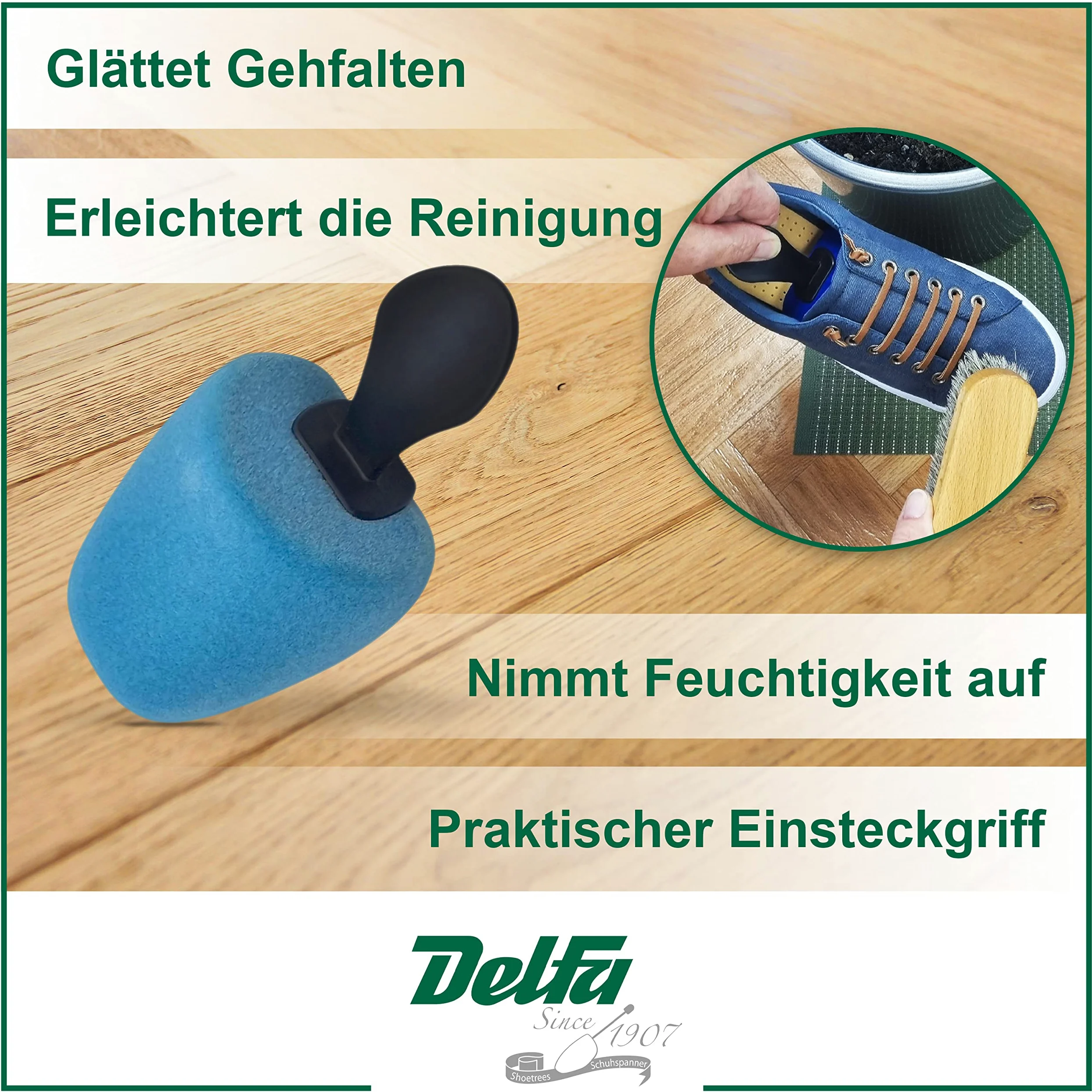 DELFA Samty - Horma de espuma para zapatos (forma cuadrada), para mujer, talla 37-41, azul claro, Einheitsgröße