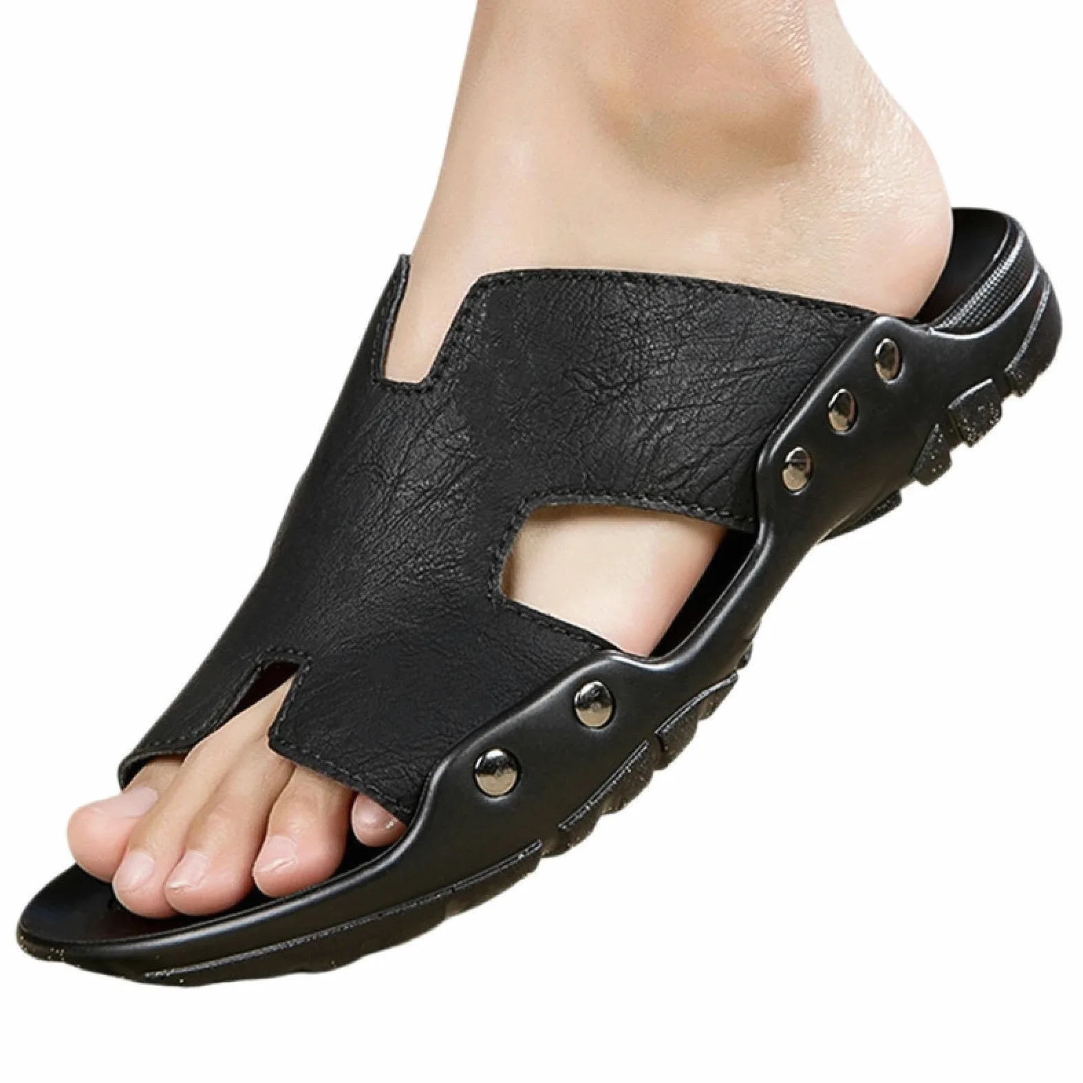 Pantuflas Sandalias De Verano Talla Grande para Hombre, Chanclas -negro-50