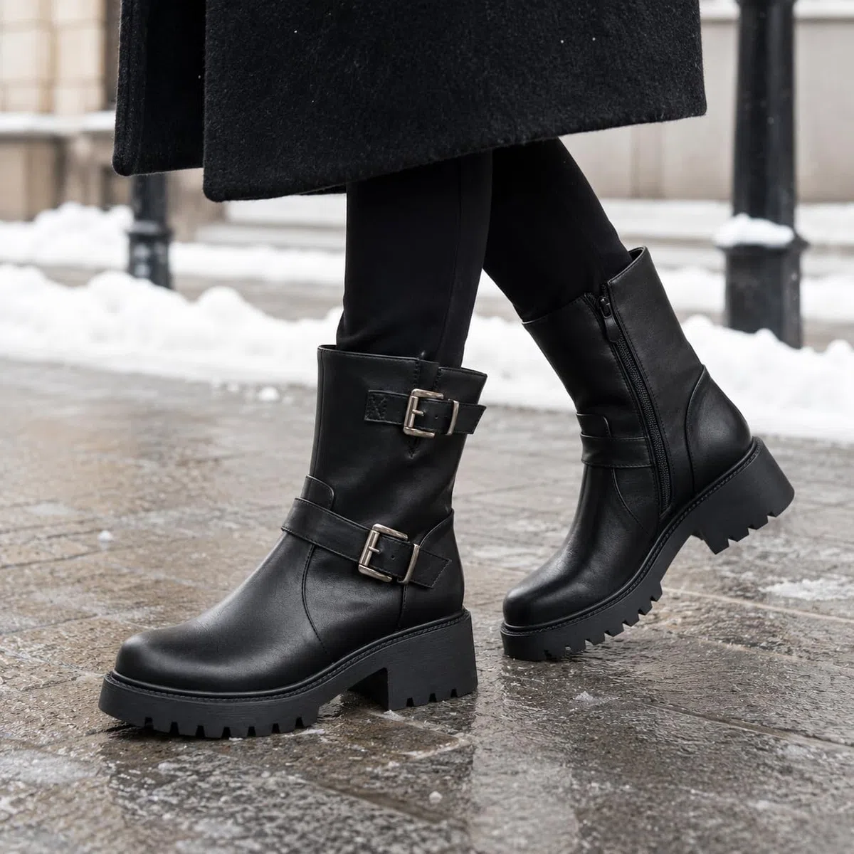 JOMIX Botas Mujer Invierno Chelsea Cálido Antideslizante Botines Cómoda Nieve Botas Impermeable PU Botines