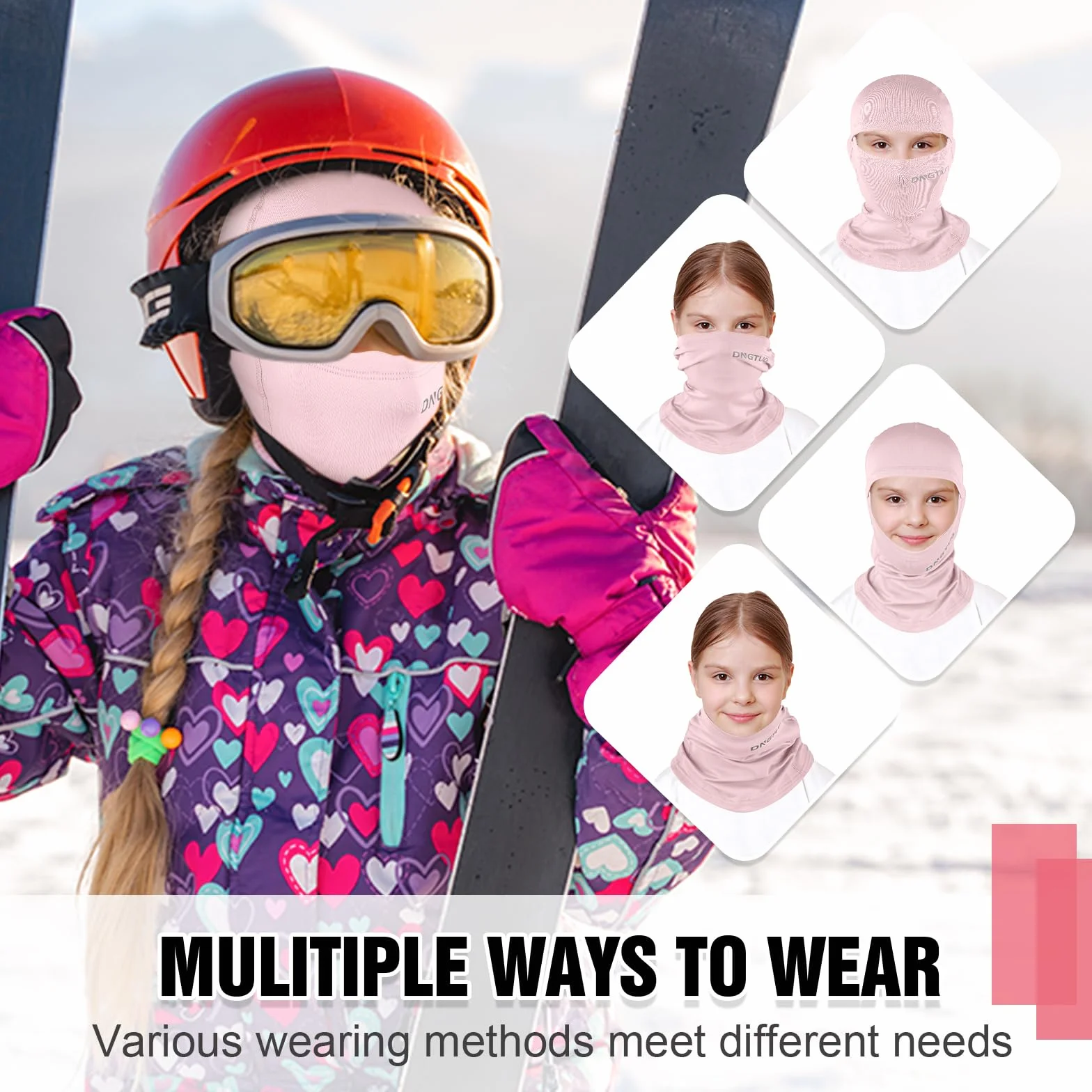 Pasamontañas Térmico Invierno Niños 4-12, Prueba de Viento Forro Polar Máscara Esquí Ciclismo Gorro Calentador Cuello