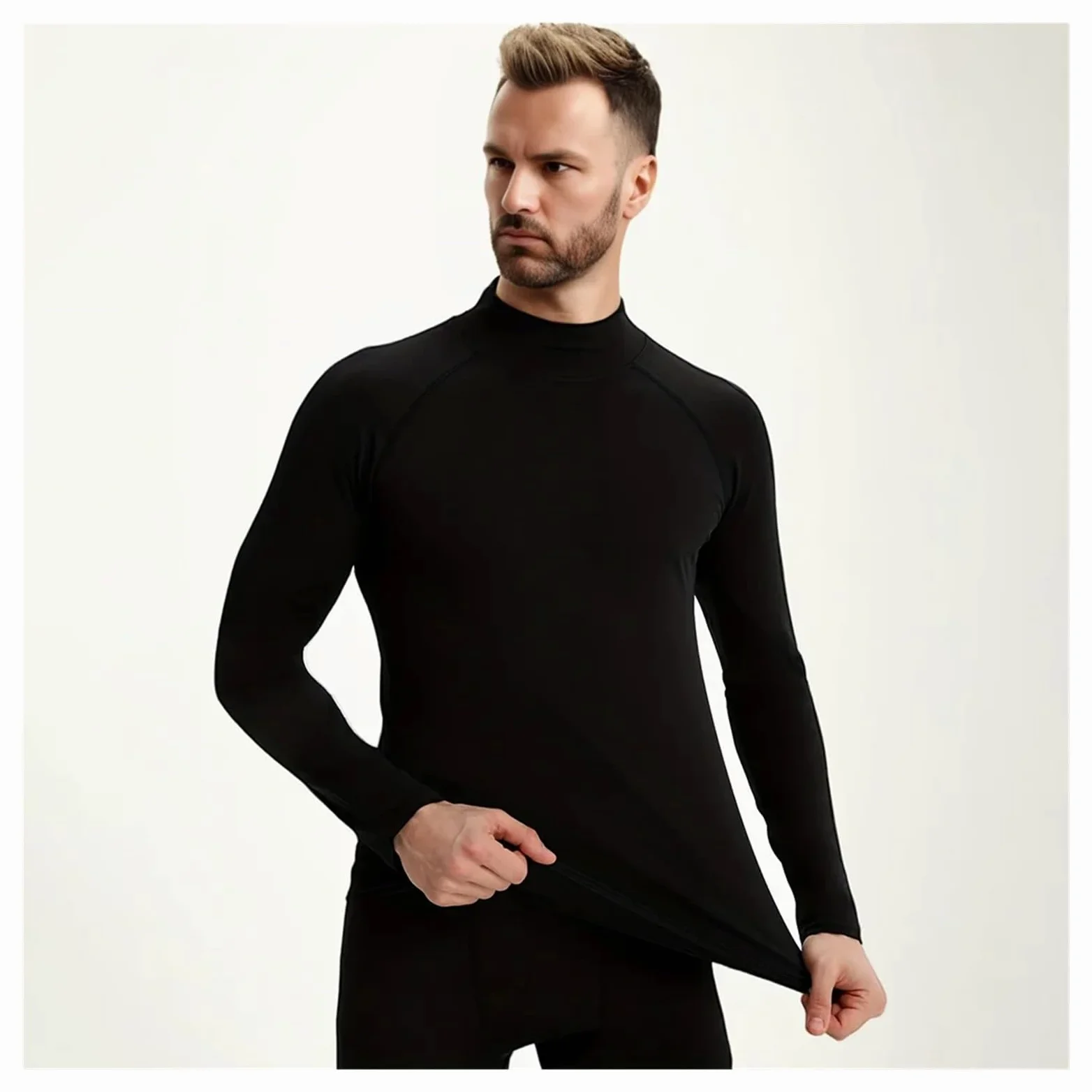 Camisa Funcional Camisetas de compresión for hombre, camisa de manga larga for correr, camisa de secado rápido, camisetas interiores de entrenamiento for culturismo y gimnasio(Black-blue,XXL)
