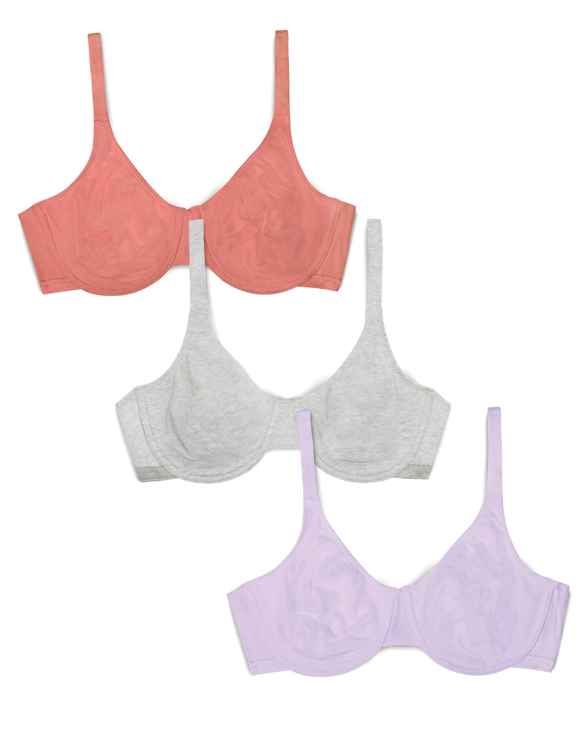 Fruit of the Loom Unlined Underwire Bra - Cotton & Spandex Blend For Natural Shape and Flexibility Sujetador Mujer (Pack de 2)