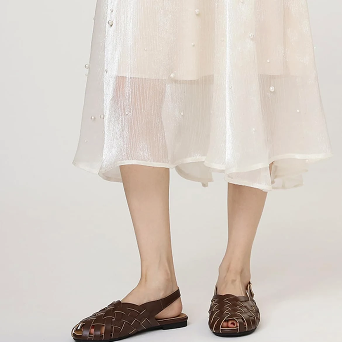 Sandalias Romanas Mujer Construcción De Jaula Trenzada Vintage con Protección De Punta Cerrada Zapatos Planos De Tira Trasera Y Calzado De Verano Retro para Fin De Semana