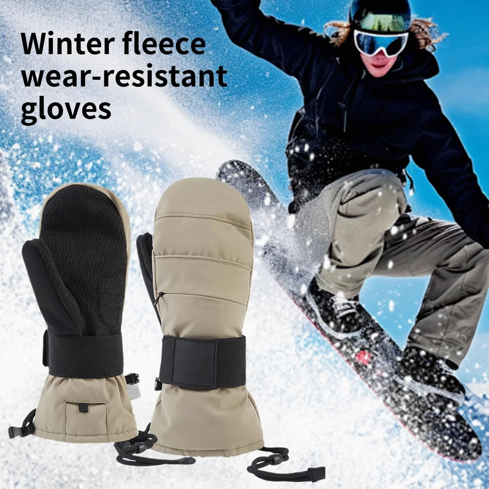 Guantes De Invierno Para Hombres | Guantes Térmicos Sensibles Al Toque,Muñequera Forro Polar Guantes De Nieve - Para Hombres Motociclismo Invierno Nieve Al Aire Libre