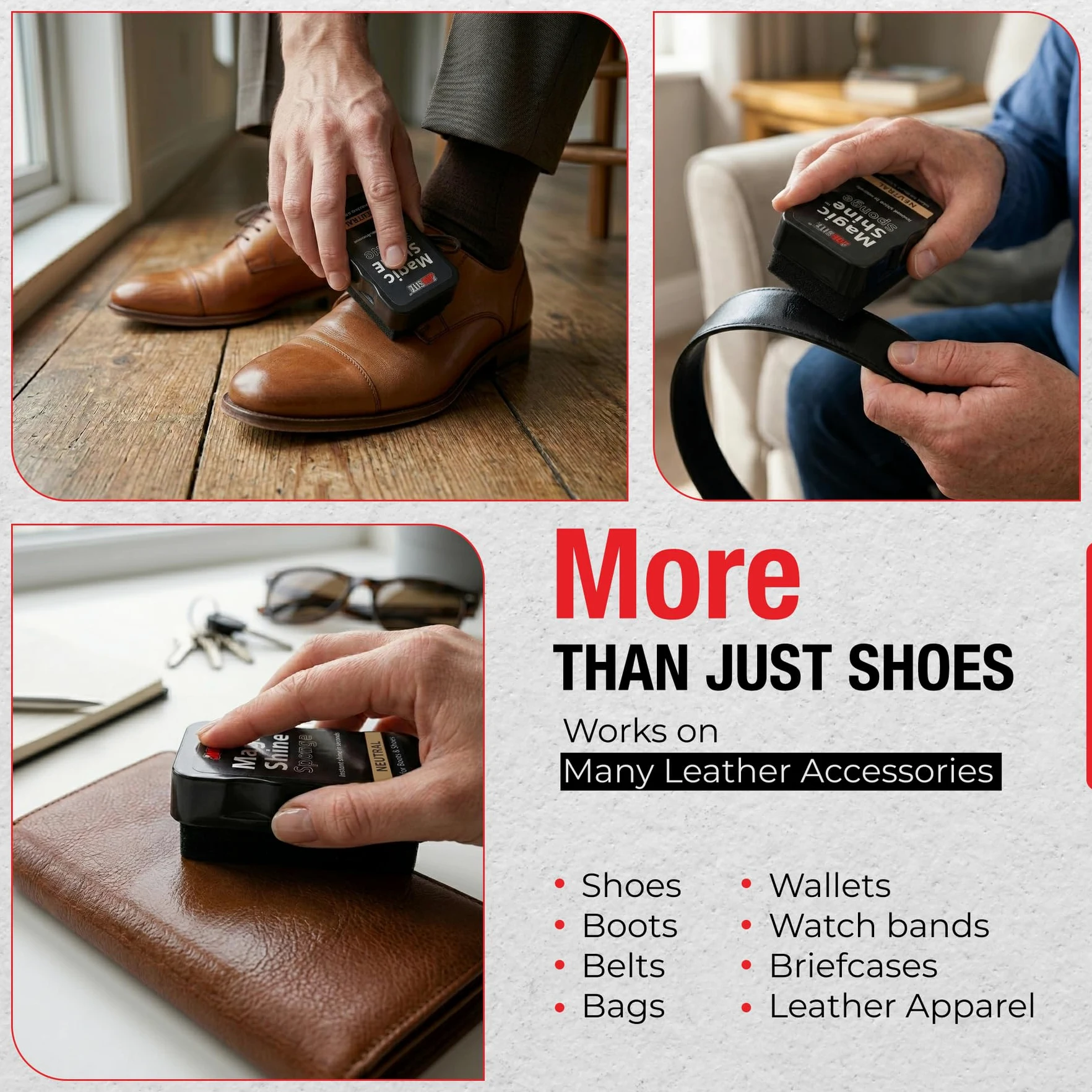 Jobsite Instant Express Leather Boot & Shoe Shine Sponge - Black - 6 Pack
