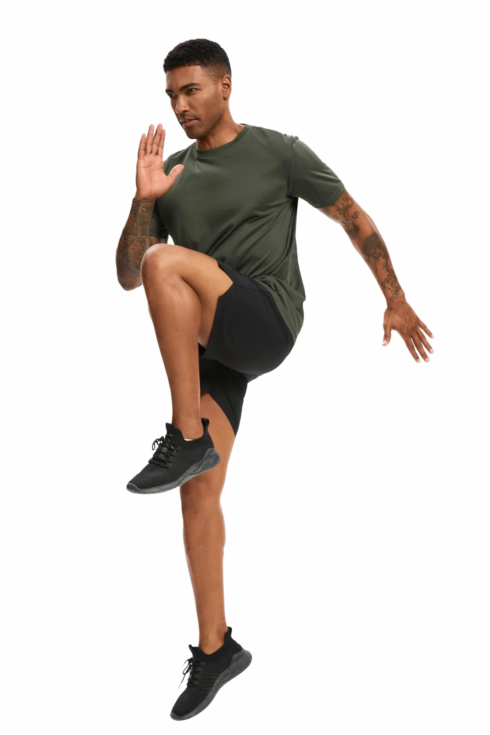 Paquete de 5 camisetas de entrenamiento para hombre, camisetas de secado rápido, protección solar UPF 50+, camisetas atléticas de manga corta, camisetas ligeras de verano