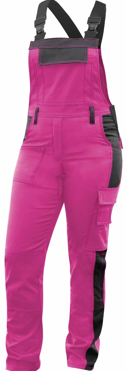 strongAnt Peto elástico de Trabajo para Mujer, pantalones de trabajo con bolsillos para rodillera - Negra Blanca Rosa