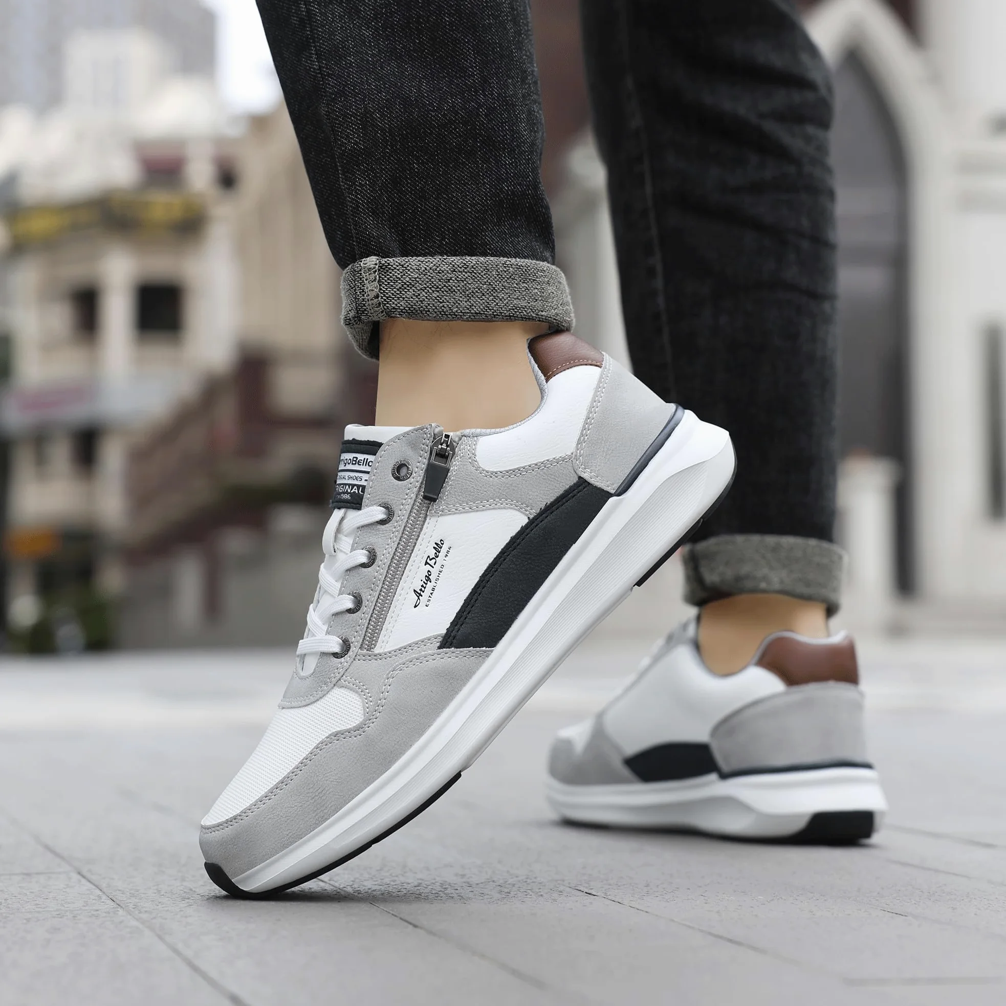 Zapatillas Hombre Zapatos Vestir Casual Sneakers Deportivas | Correr, Gimnasio, Trabajo, Senderismo, Con Cremallera, Transpirables, Antideslizante, Moda
