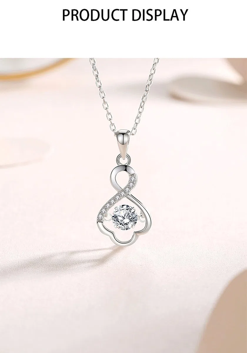 Collares de oro blanco de 9K/14K/18K para mujer, collares de oro real de 14 quilates para mujer, infinito hueco, moissanita