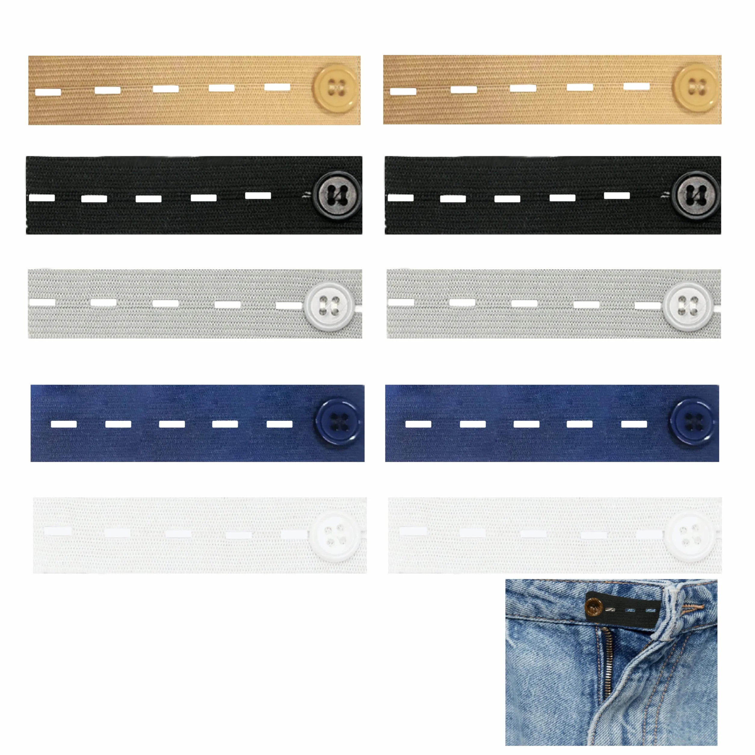 10 extensiones de cintura para pantalones, 9,3 x 2,5 cm para vaqueros, ampliación de cintura con botón, extensión de cintura elástica, extensión de cintura para pantalones para hombre y mujer