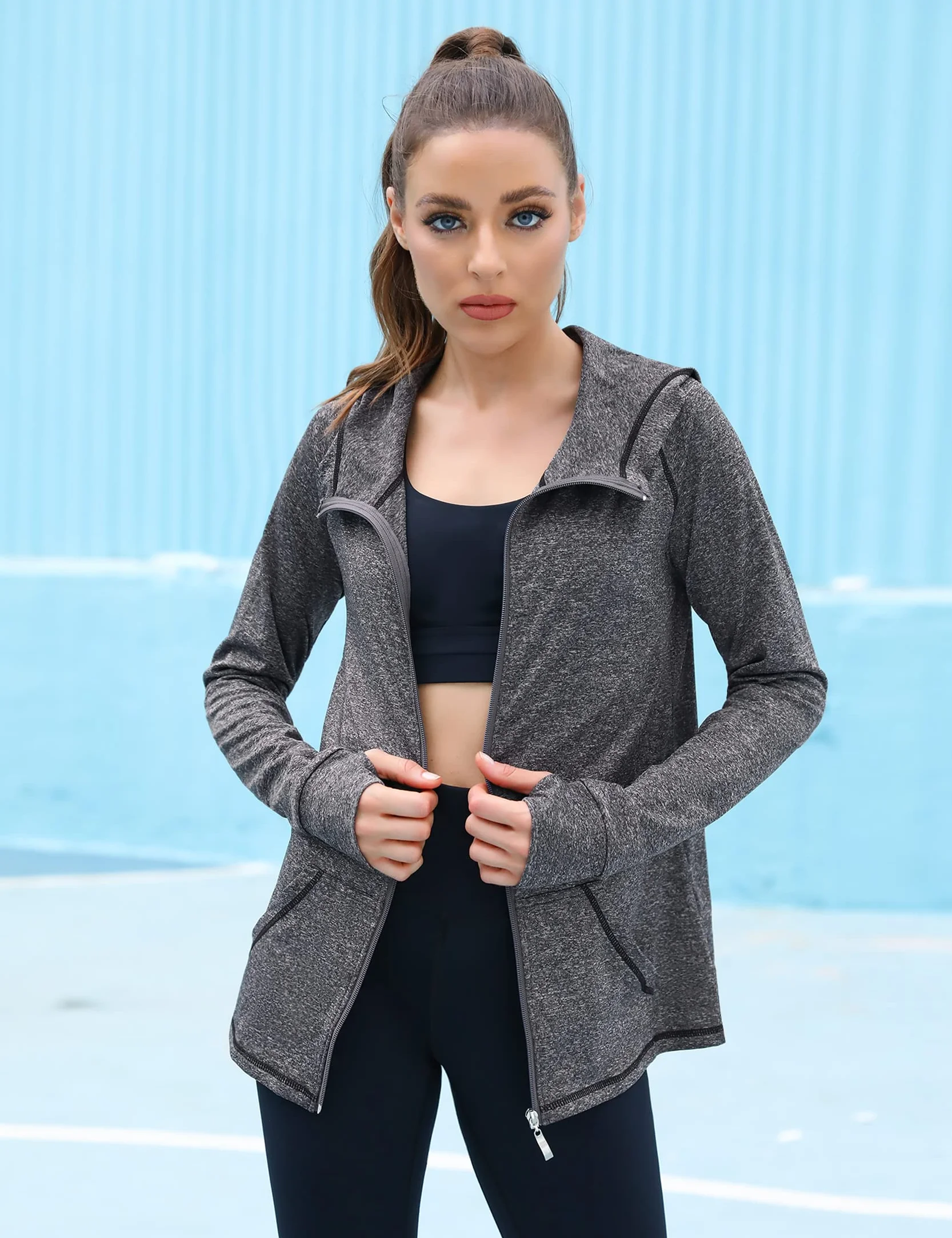 Sykooria Damen Laufjacke Voll Reißverschluss Sportjacke sudadera bebe Mujer