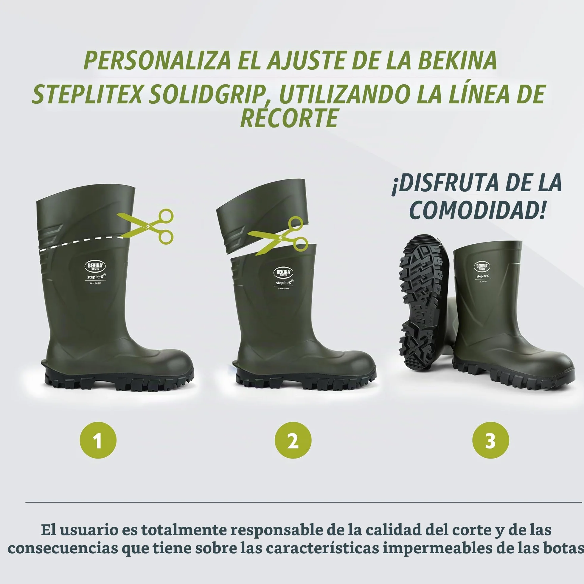 Bekina Bota de Trabajo Robusta para Mujeres y Hombres sin Puntera de Acero de Seguridad, para Uso agrícola, Garantiza una excelente adherencia, protección de Aislamiento -30 Grados, Verde, EU 43