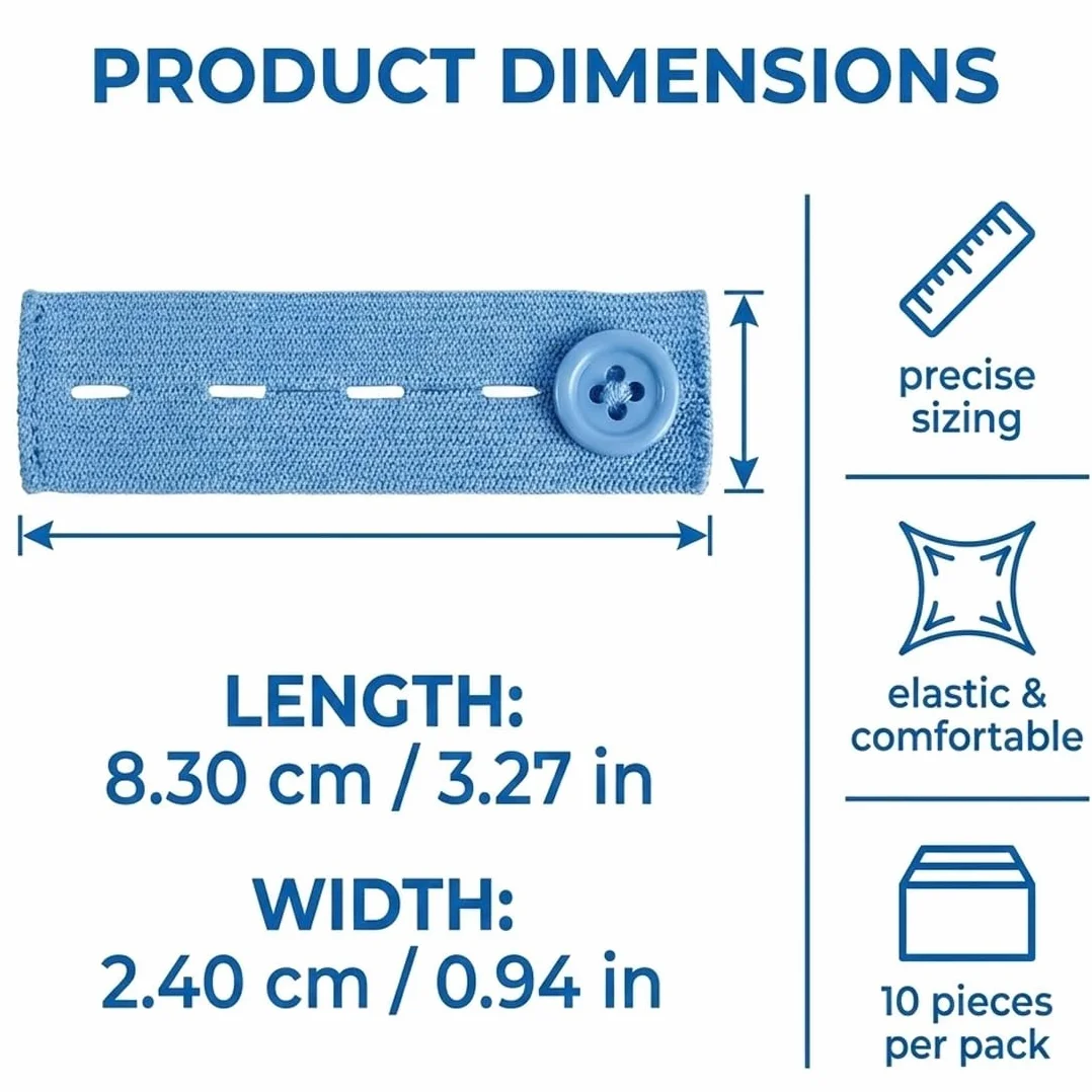 10 PCS Set de Extensores de Cintura - Extensión Elástica de Botón para Jeans y Pantalones, Ajustable para Mujeres y Hombres (2.4 x 8.3 cm)