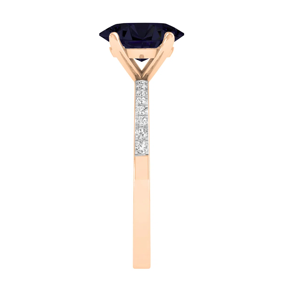 Dazzlingrock Collection Anillo de compromiso de oro rosa de 14 quilates con piedras preciosas ovaladas y diamantes blancos redondos de 9 x 7 mm para mujer, Oro rosa Zafiro azul Diamante blanco Oro