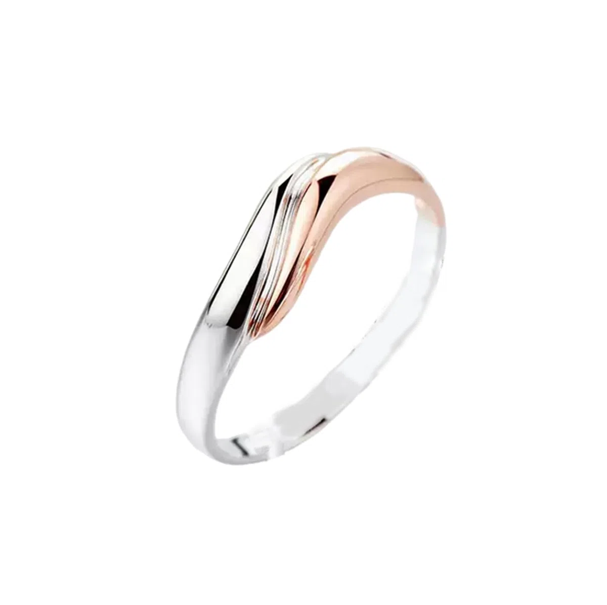 Wycian Anillos Hombre Anillo Unico Oro Blanco de 9 Quilates Y Oro Rosa Polaco Talla 27 Sólido No Chapado Moda para Esposa Día de La Madre Joyas