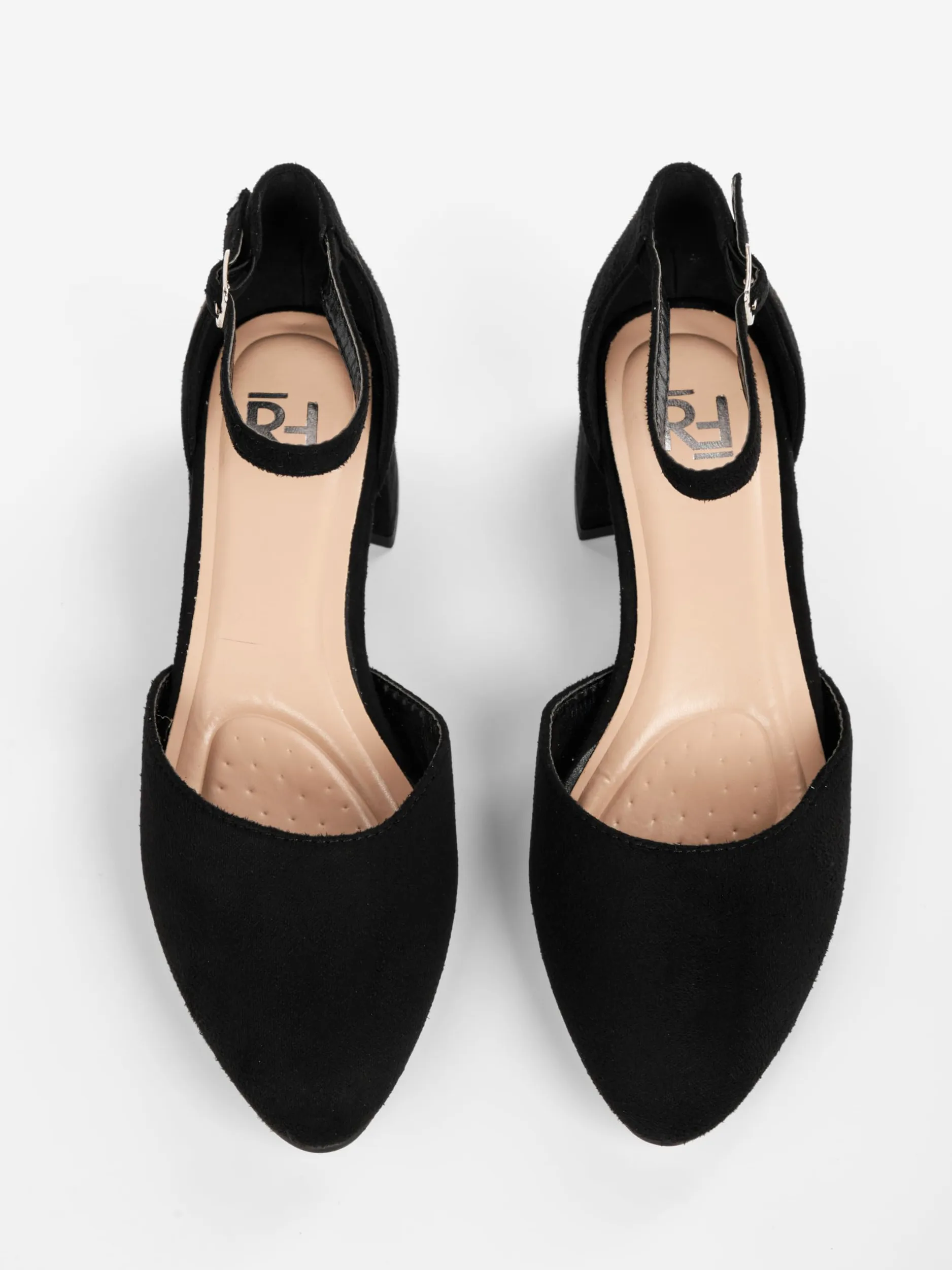 Tacones, Zapatos de Tacón Mujer, 4 cm Tacón Bloque, Negro/Beige, Piel sintética/Microfibra, 12692