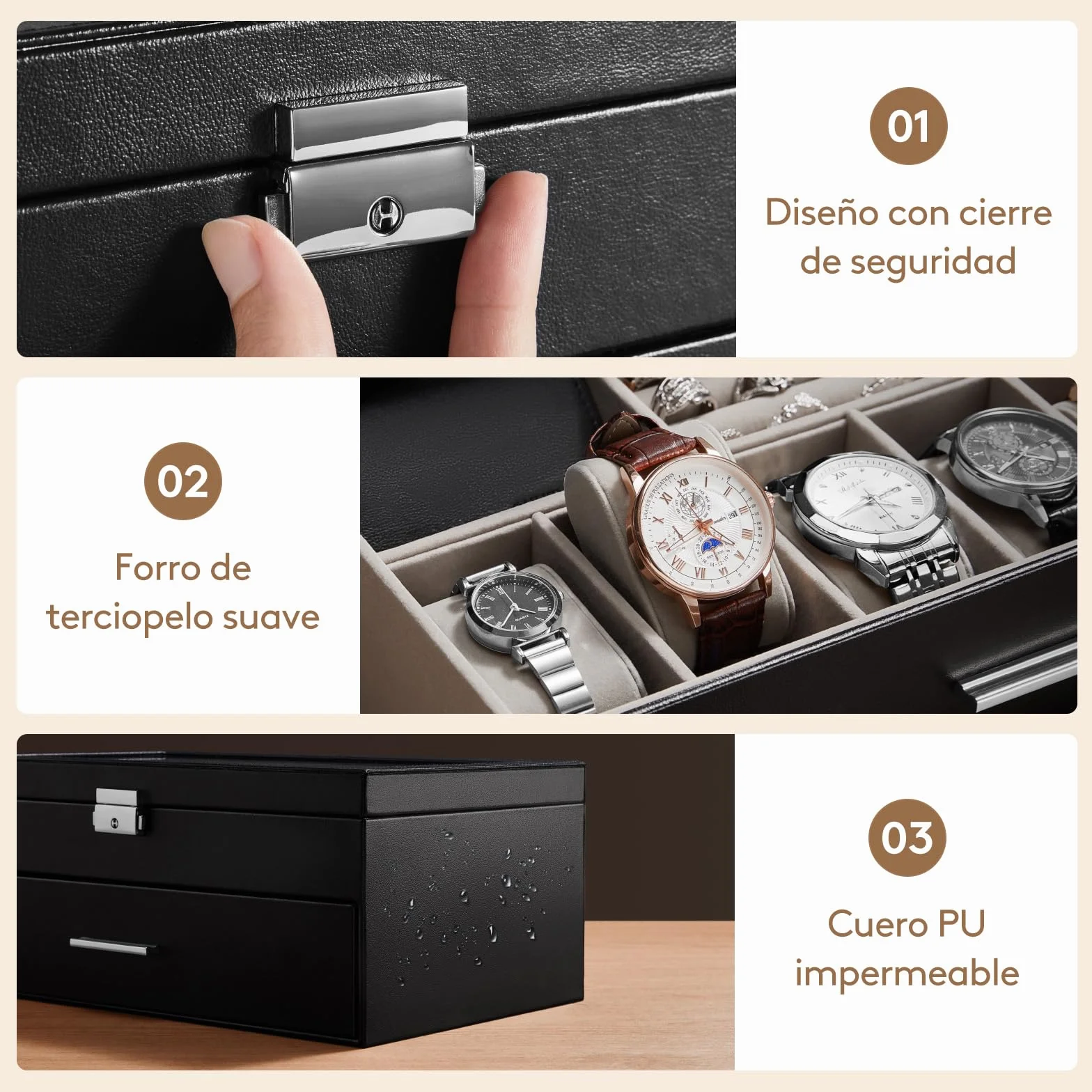 Lifewit Organizador Gafas de Sol, Expositor Gafas, Caja Relojes con Tapa de Cristal, Joyero Hombres para Llaves, Tarjeteros, Anillos, Broches, Regalos Hombre y Mujer, 35 x 21cm, Negro