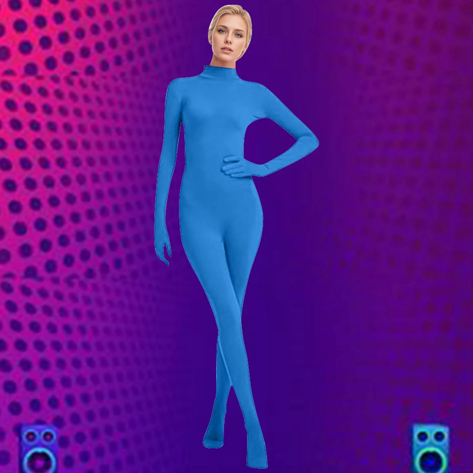 Zentai traje de cuerpo completo mujer brillante cosplay Halloween mono elástico