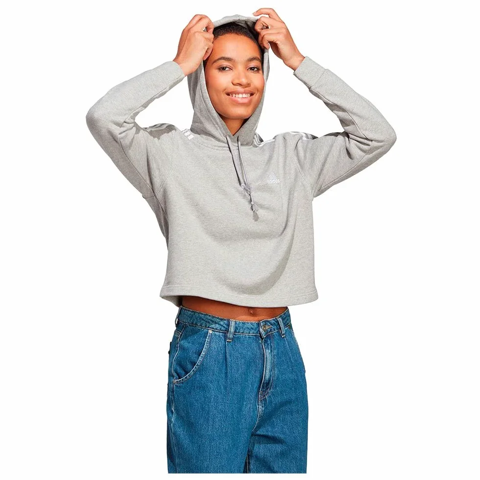 adidas 3-Stripes French Terry Cropped Hoodie Sudadera con Capucha Mujer