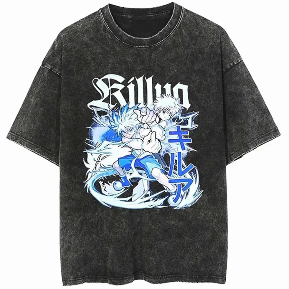 Sudadera Killua Zaoldyeck Suéter Comic Con Gon Freecss Disfraces Anime Washed Vintage