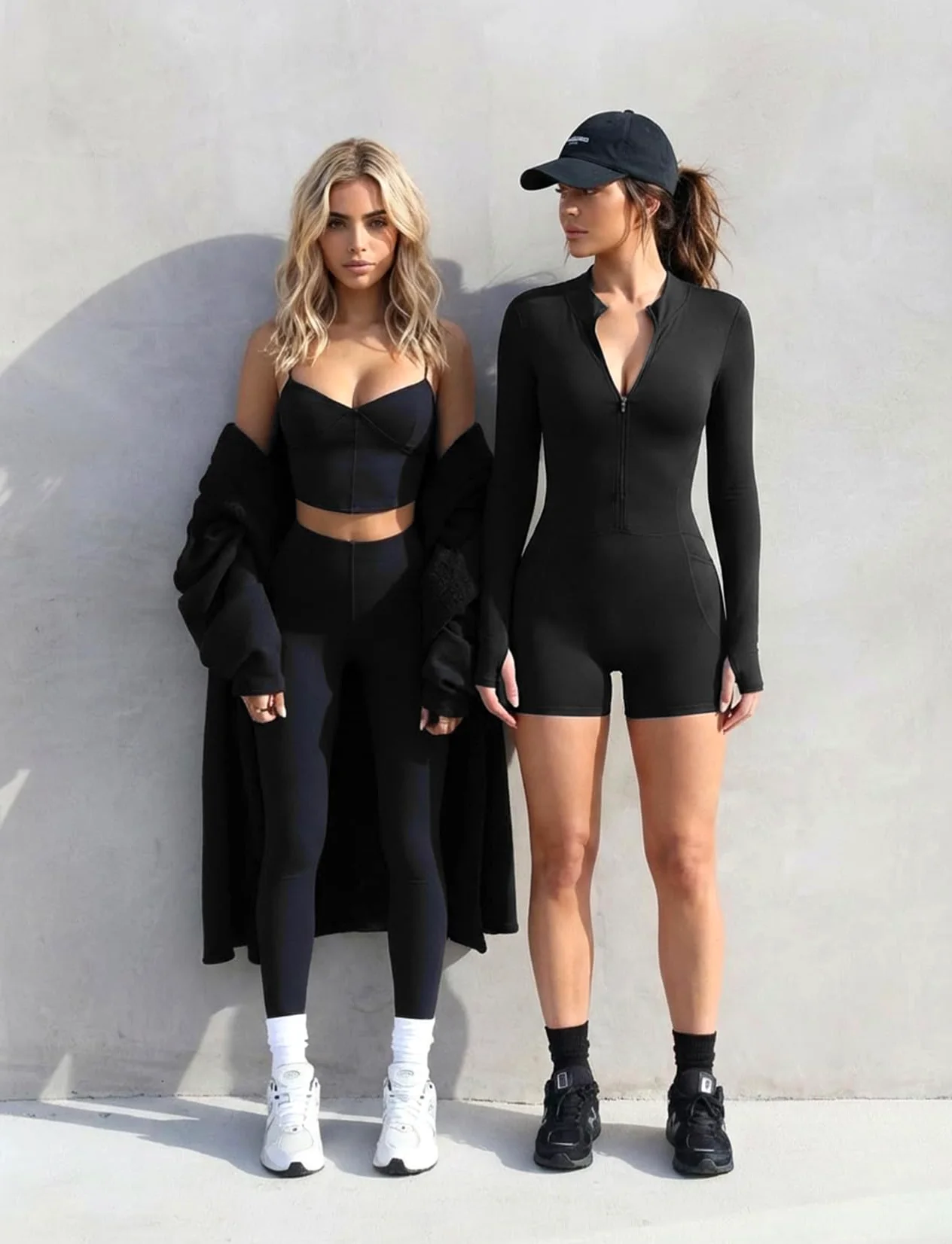 STARBILD Mujer Mono Corto Deportivo con Cremallera y Bolsillos, Gym Jumpsuits Short Zipper Push Up, Mangas Larga Una Pieza para Pilates Yoga Fitness Gimnasio
