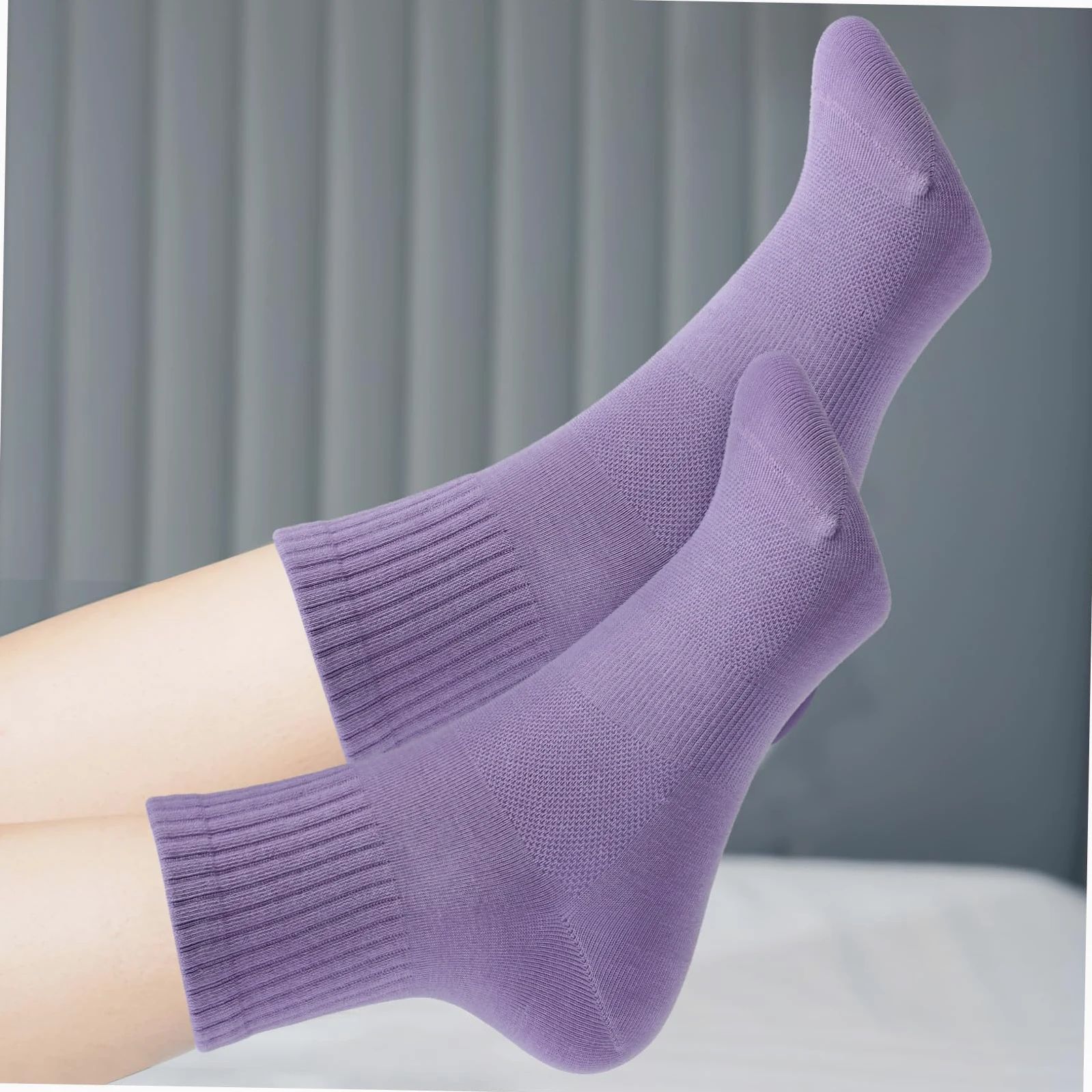 UKCOCO Calcetines de Algodón para Mujer, 10 Pares, Tubo Medio | Transpirables y Elásticos, Ajuste, para Fitness y Actividades Variadas